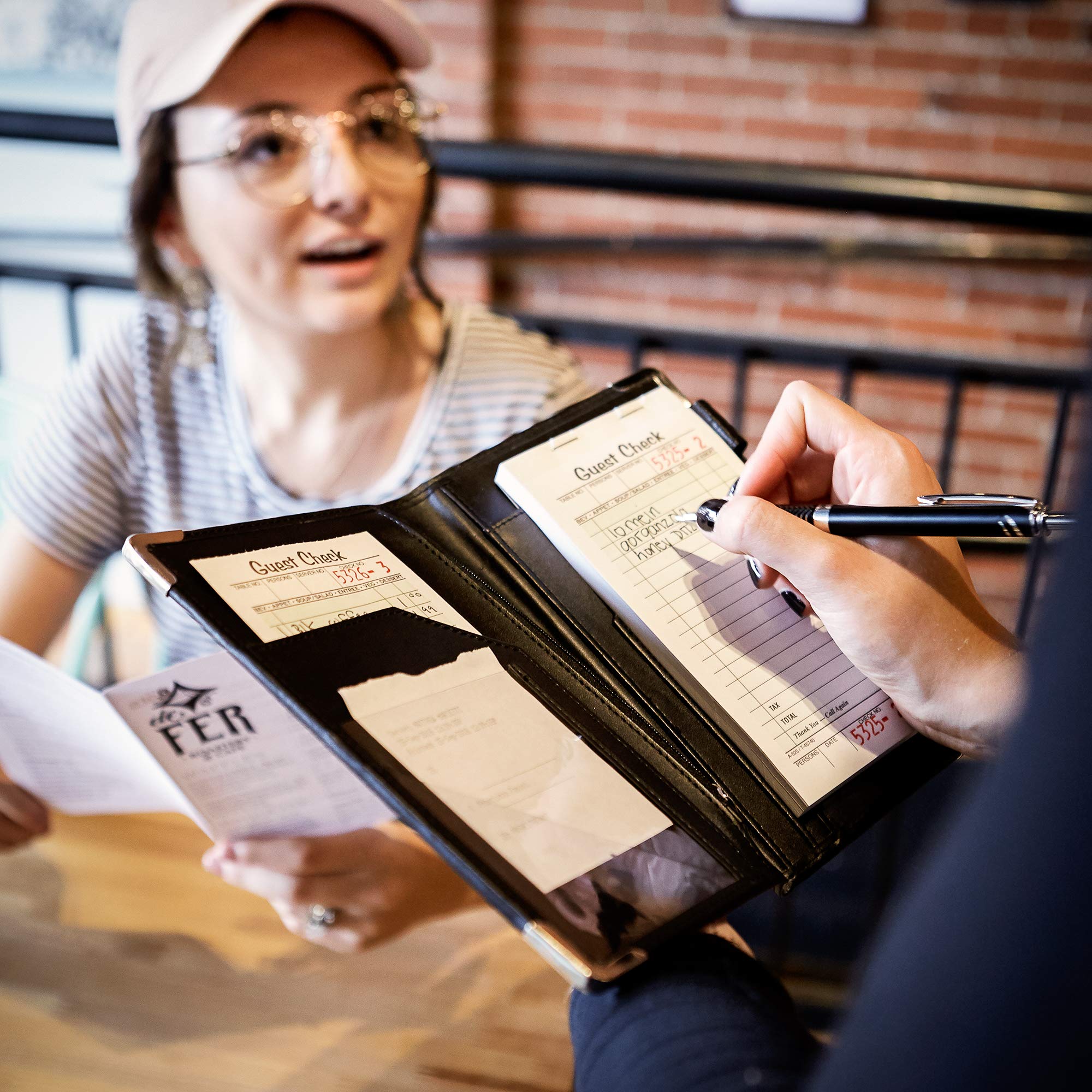 Premium Waitress Server Book Organizer - Durable Dual Core Design with Metal Zipper - Professional Restaurant Order Taking Notebook for Efficient Service - Perfect for Hostesses, Bartenders & Food Service Staff