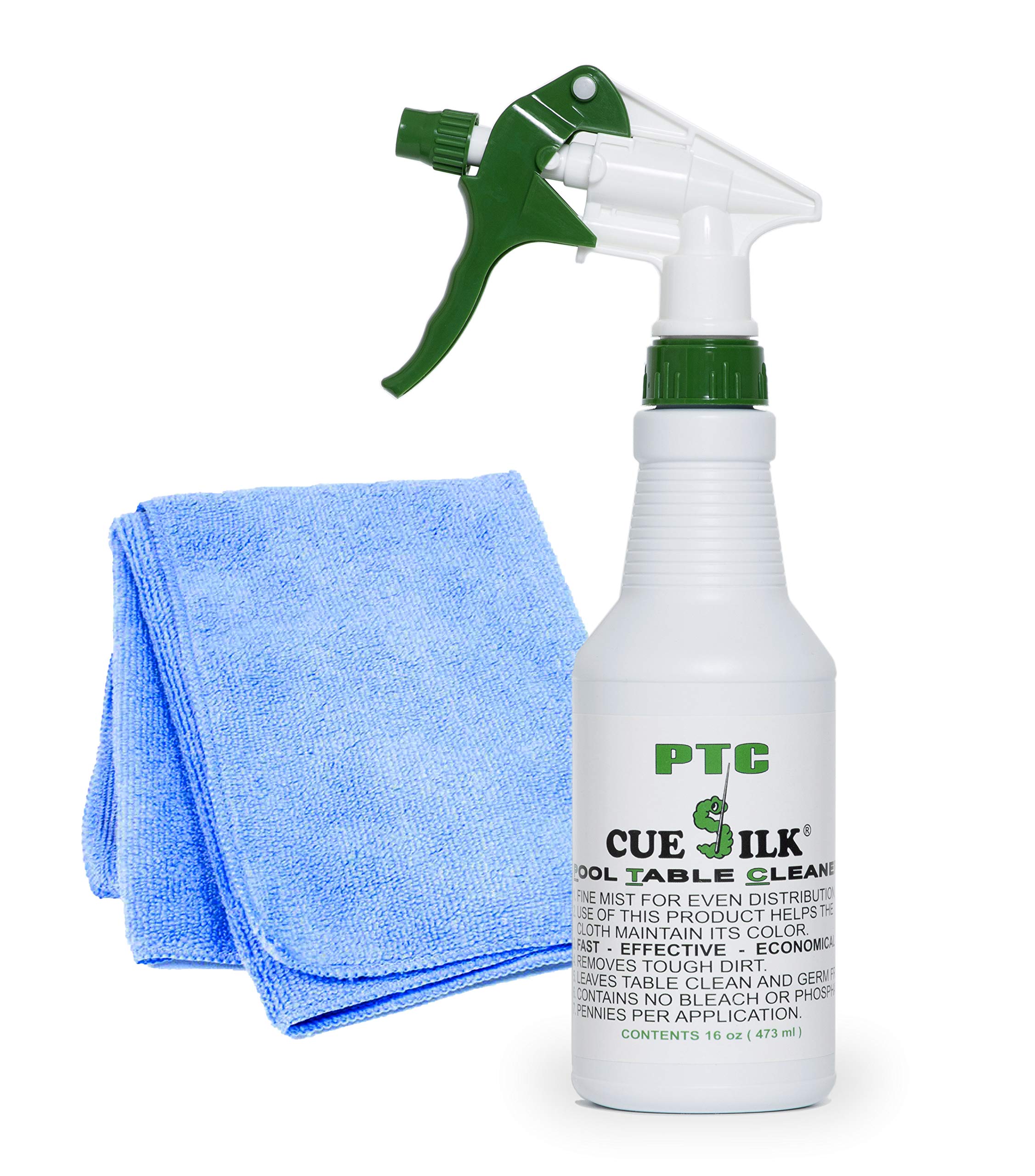PTC Pool Table Cleaner 64 oz with Microfiber Cloth - Professional Billiard Table Maintenance Kit for Home & Game Rooms