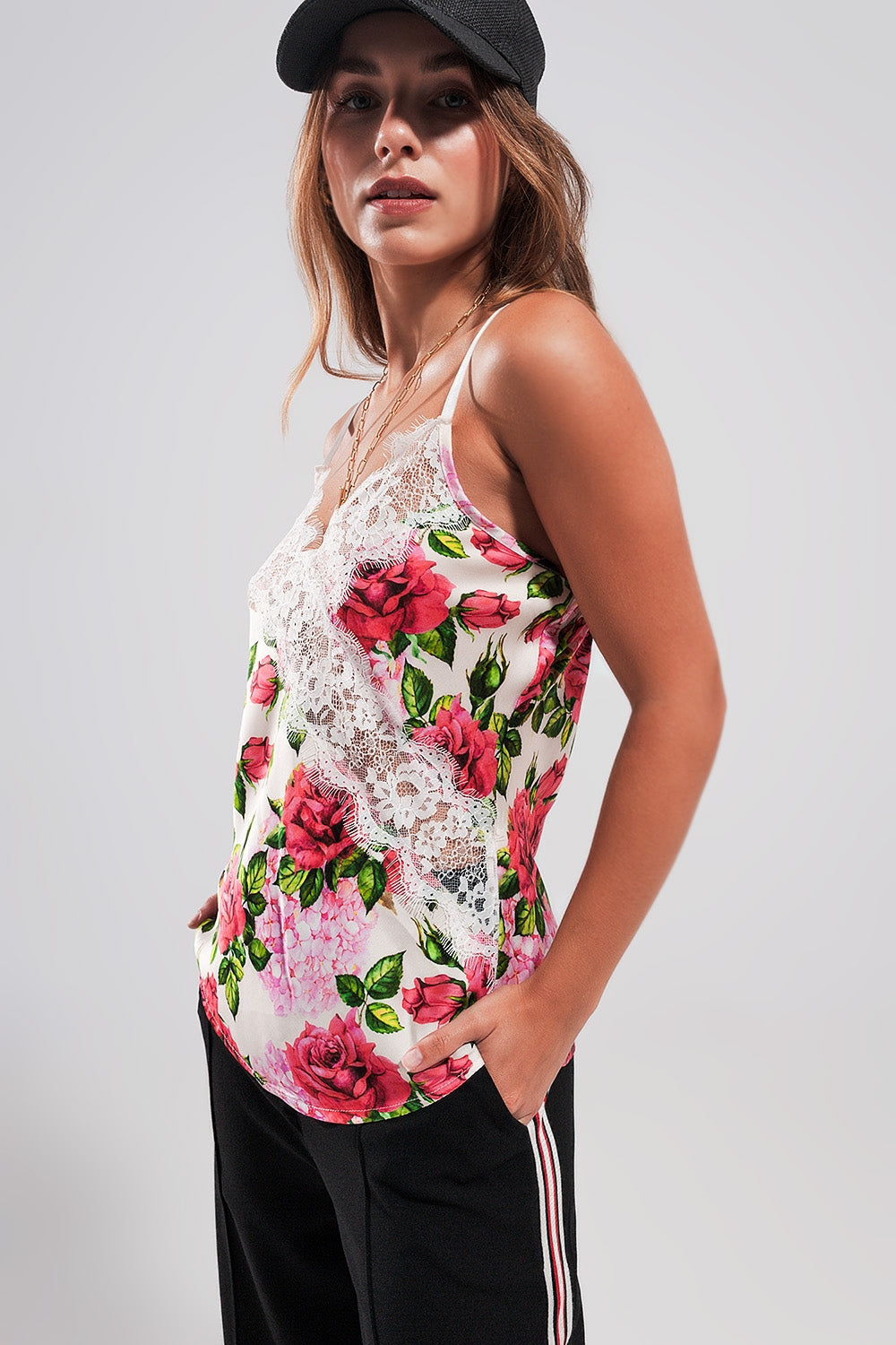 Elegant Satin Caraco with Lace Trim Floral Print - Perfect for Evening Parties, Weddings & Special Occasions