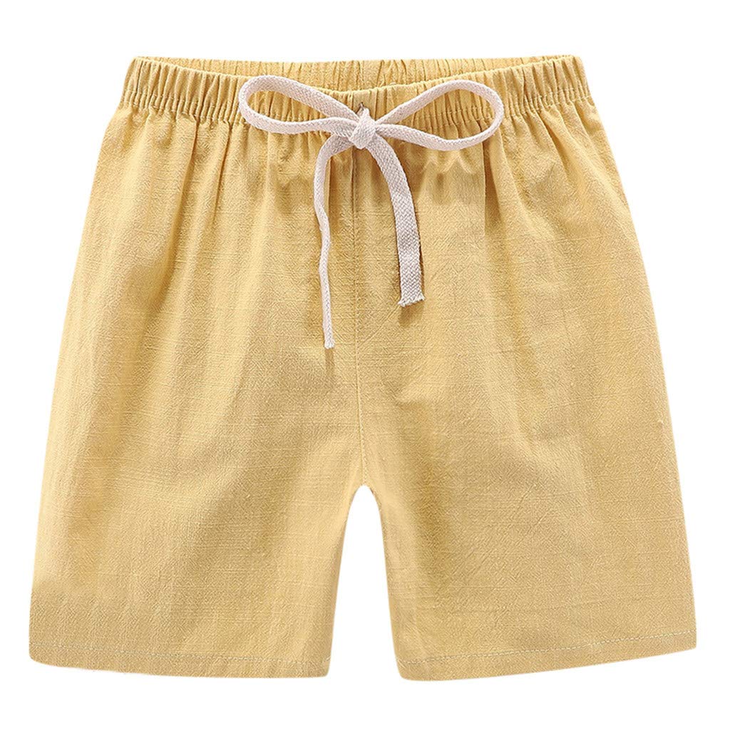 Fanteecy Baby Boys & Girls Linen Shorts - Soft Elastic Waist Toddler Jogger Shorts for Summer | Cute Casual Outfit for Playtime, Beach & Outdoor Activities