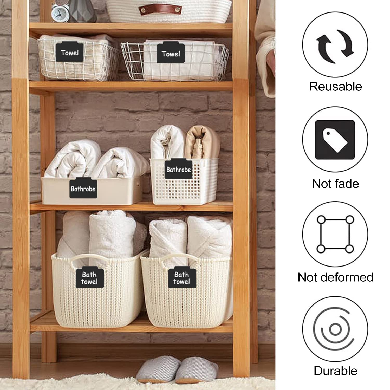 Removable Plastic Clip Labels with White Chalk Markers - 18 Pack with 2 Chalk Pens for Kitchen Pantry, Storage Bins, Fabric Organizers - Perfect for Home Organization & Labeling Containers