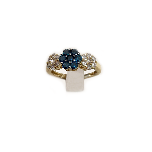 14K Yellow Gold Blue Diamond Ring for Women - Elegant Solitaire Engagement & Wedding Band - Perfect for Proposals, Anniversaries, and Special Occasions