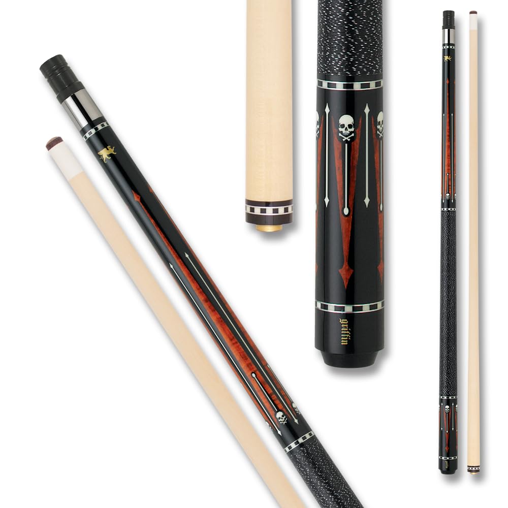Premium Griffin GR30 Pool Cue - Black Stained with White Spears & Brown Points for Professional Billiards Players | Perfect for Tournaments, Home Game Rooms & Bars