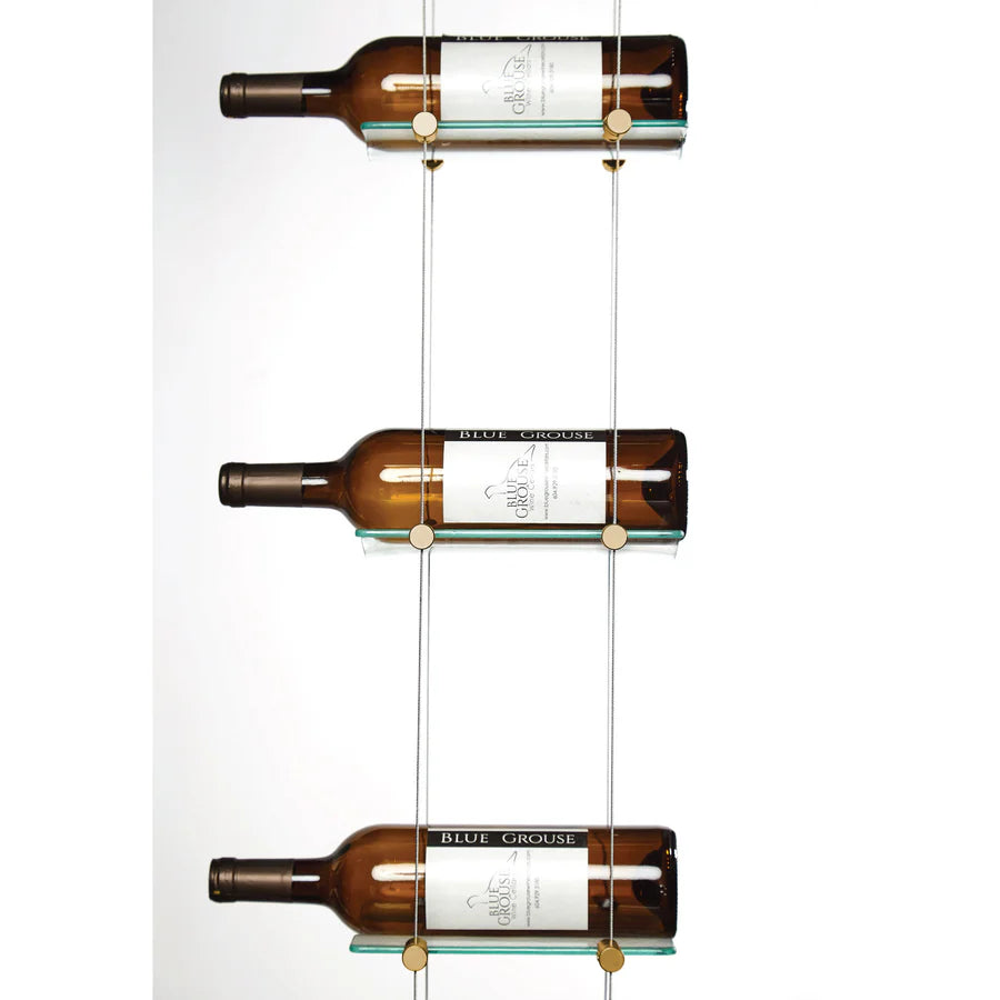 Blue Grouse 6 Bottle Floating Cable Wine Rack Display Kit - Modern Wine Storage Solution for Home Bars, Restaurants, and Wine Cellars