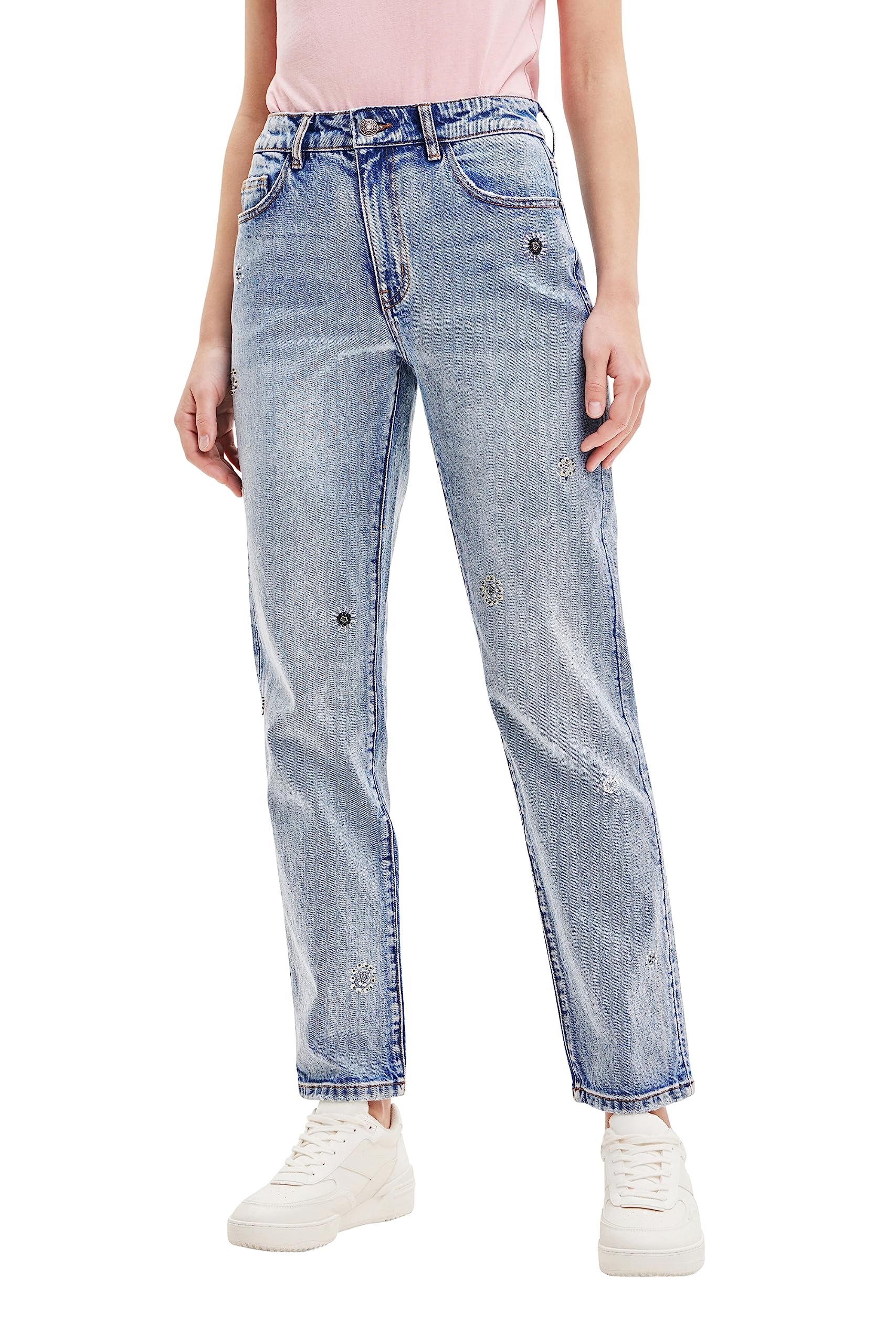 Desigual Women's Stretch Denim Jeans - High Waist Slim Fit Long Pants for Casual Wear & Office Outfits
