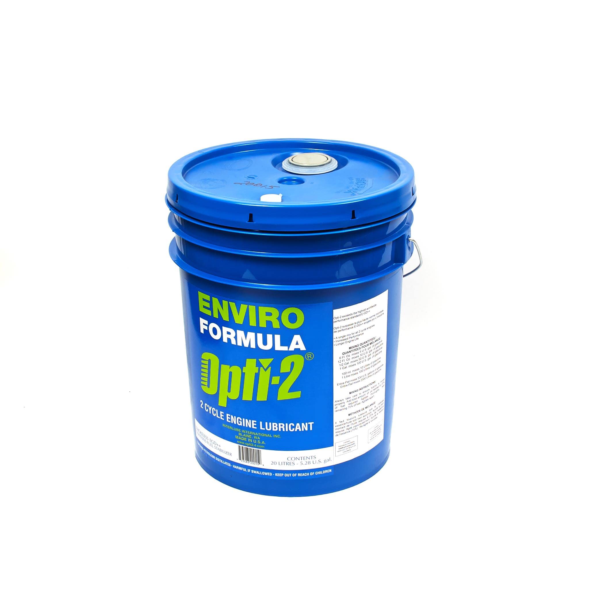 Opti 20015 2-Cycle Engine Oil - 5.3 Gallon (20L) Premium Synthetic Blend for Chainsaws, Lawn Mowers & Outdoor Power Equipment - Ideal for Summer Yard Maintenance & Landscaping Tools