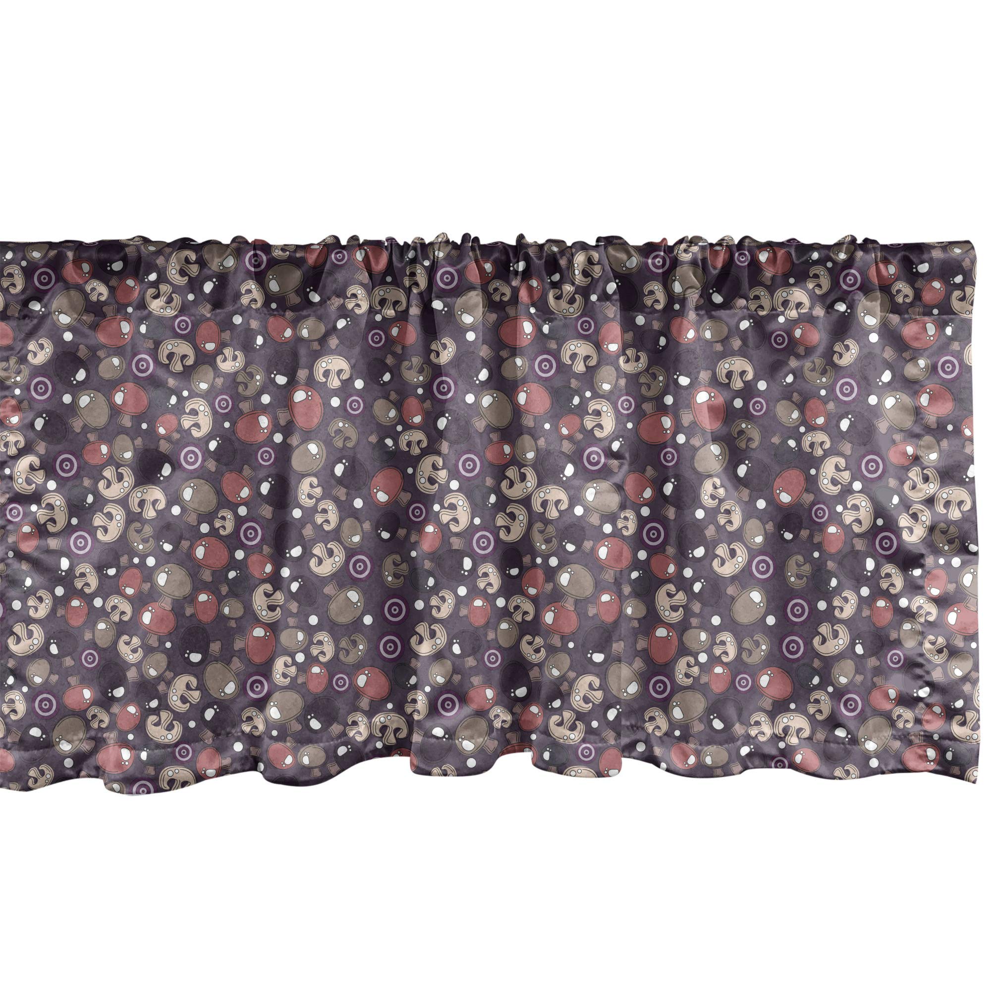 Ambesonne Vegetable Window Valance - Mushroom & Onion Rings Food Art Kitchen Decor, Gardening Inspired Curtain Valance with Rod Pocket, 54 x 18 Inches, Multicolor - Perfect for Farmhouse Kitchen, Dining Room & Cozy Bedroom Decor
