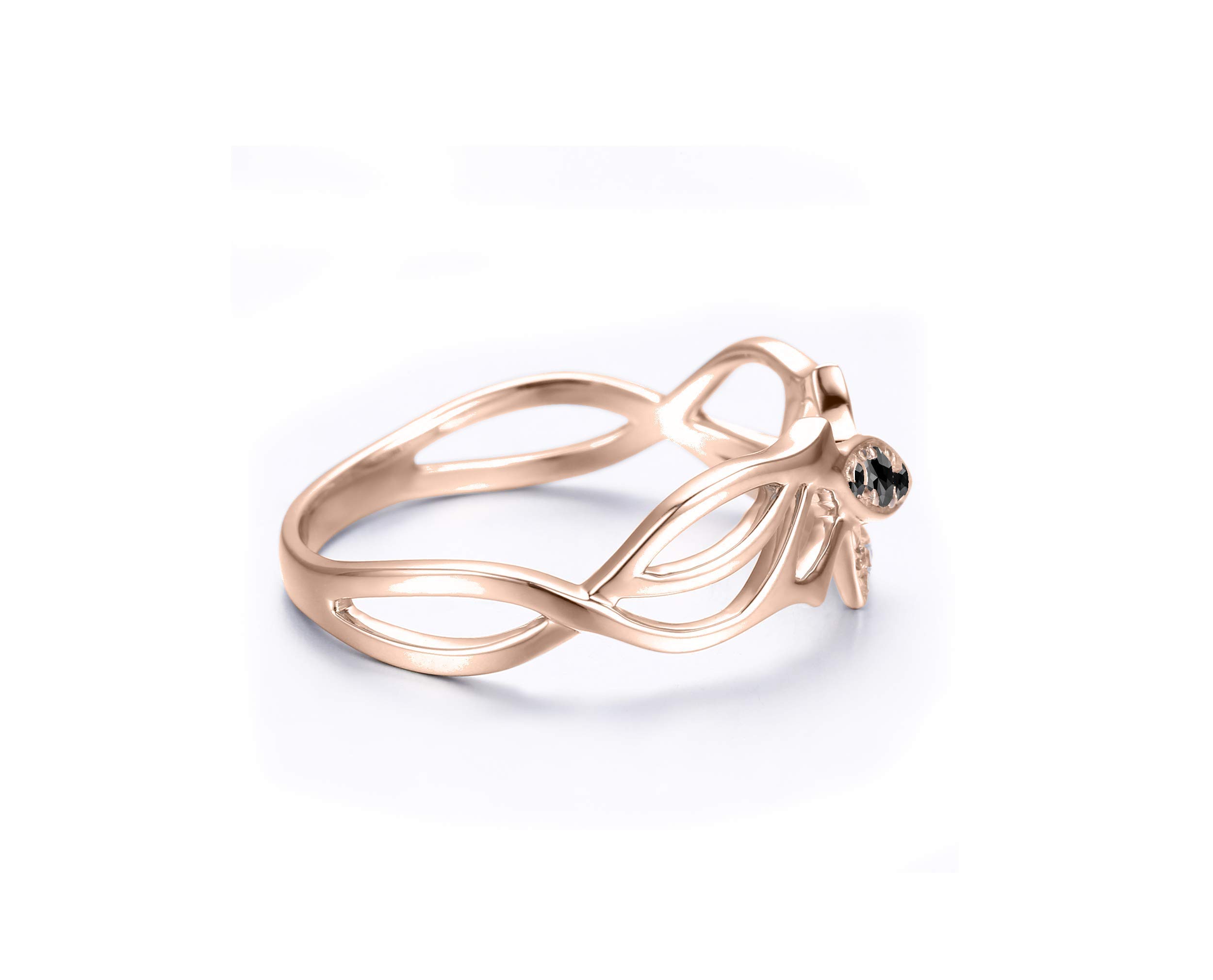14K Rose Gold Black Diamond Gothic Thorn Engagement Ring for Women - April Birthstone Wedding Band, Dark Romance Jewelry, Unique Anniversary Gift | Perfect for Gothic Weddings, Boho Chic Style, Dark Aesthetic Fashion, Alternative Proposals & Special Occasions | Ideal for Gothic Brides, Dark Romance Lovers & Unique Jewelry Collectors | Great for Engagement, Wedding, Anniversary, Valentine's Day & Gothic-Themed Events