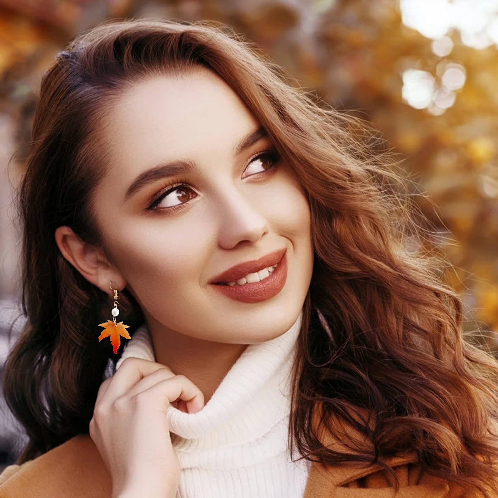 Candy Corn Earrings for Women - Thanksgiving Pumpkin & Red Maple Leaf Dangle Earrings - Fall Holiday Jewelry Gifts for Friends & Family - Perfect for Thanksgiving Parties & Autumn Festivals