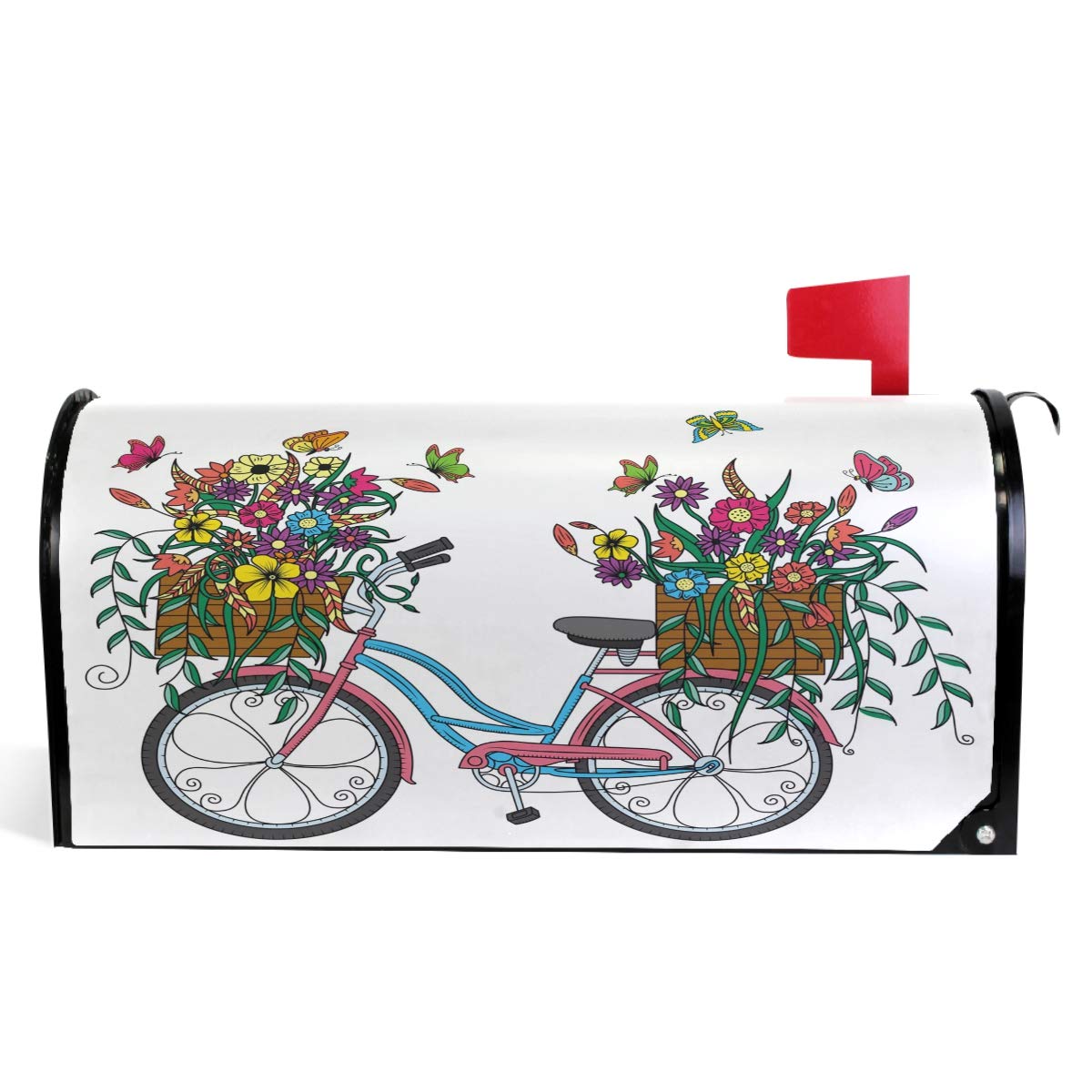 Colorful Magnetic Bicycle Flower Mailbox Cover - 21
