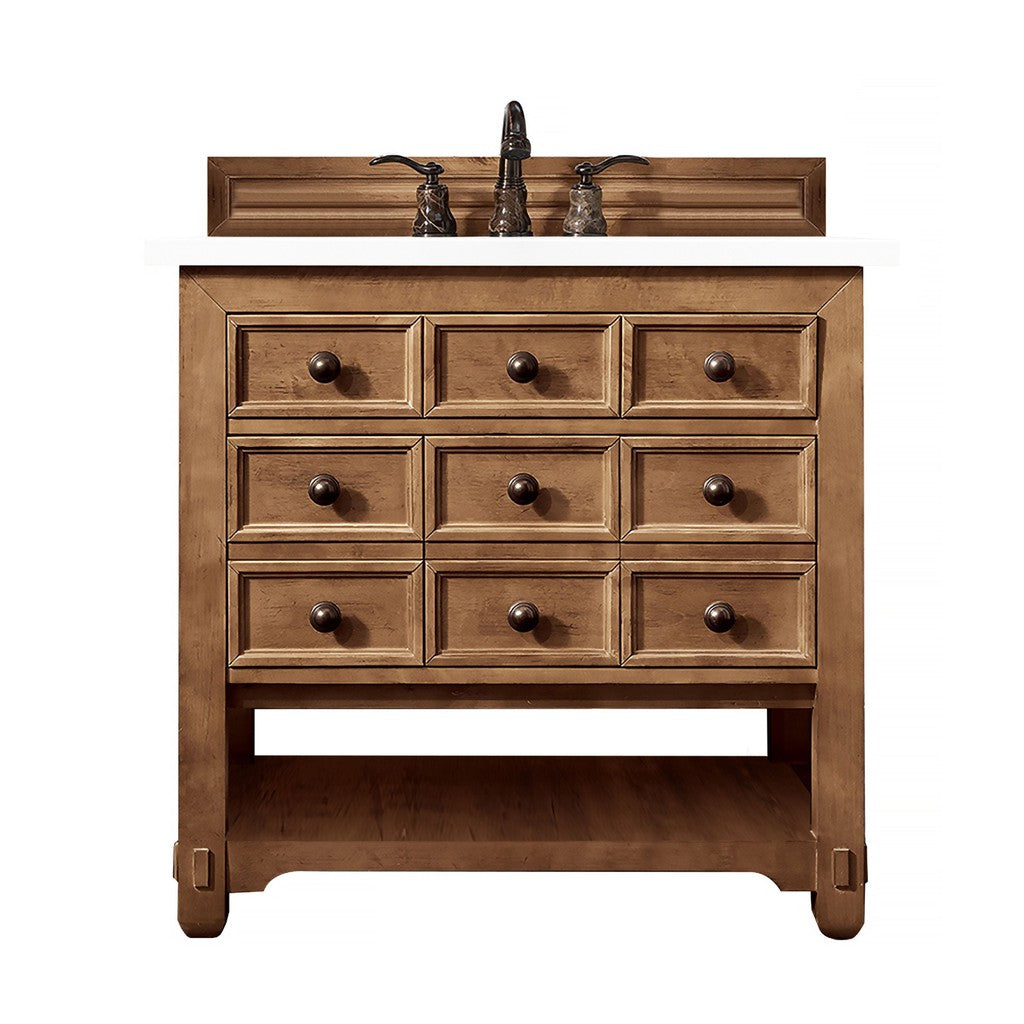 James Martin Vanities Malibu Collection 36-Inch Single Bathroom Vanity in Honey Alder with Countertop Options - Perfect for Modern Bathroom Remodeling and Home Renovation Projects