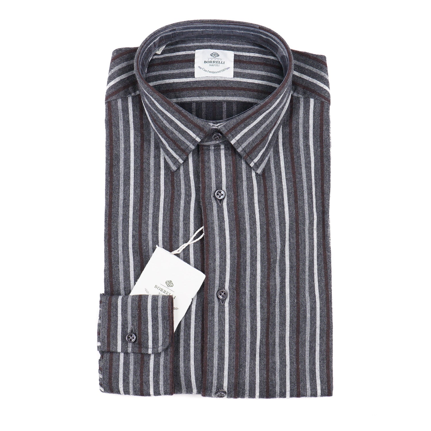 Luigi Borrelli Men's Regular Fit Flannel Cotton Shirt | Soft & Comfortable Casual Button Down for Fall & Winter | Perfect for Outdoor Activities, Work & Everyday Wear