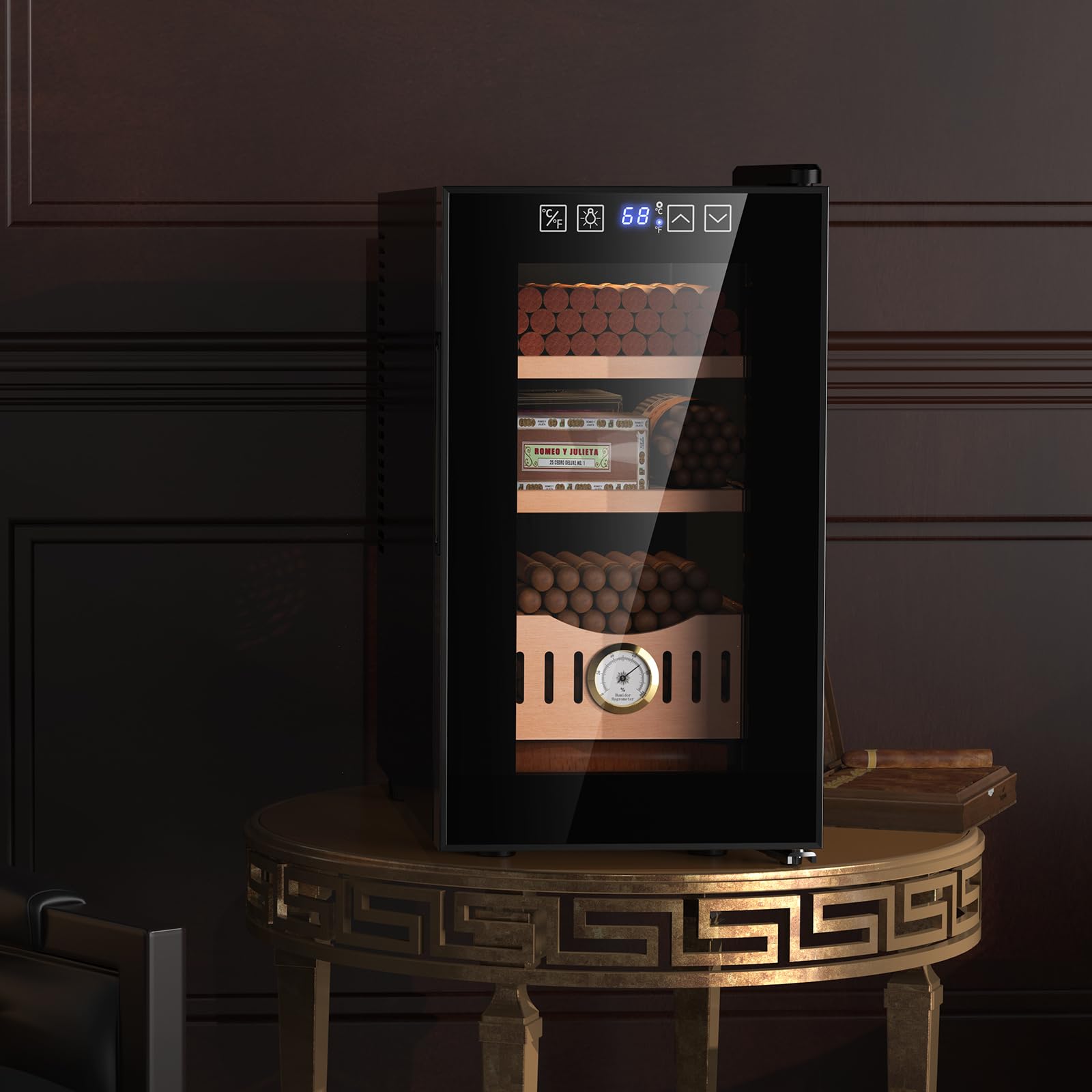 Premium Electric Storage Cabinet with Spanish Cedar Drawers & Trays - Digital LED Display - 200-Capacity - Perfect for Men's Gifts & Cigar Storage - Ideal for Home, Office & Luxury Collections