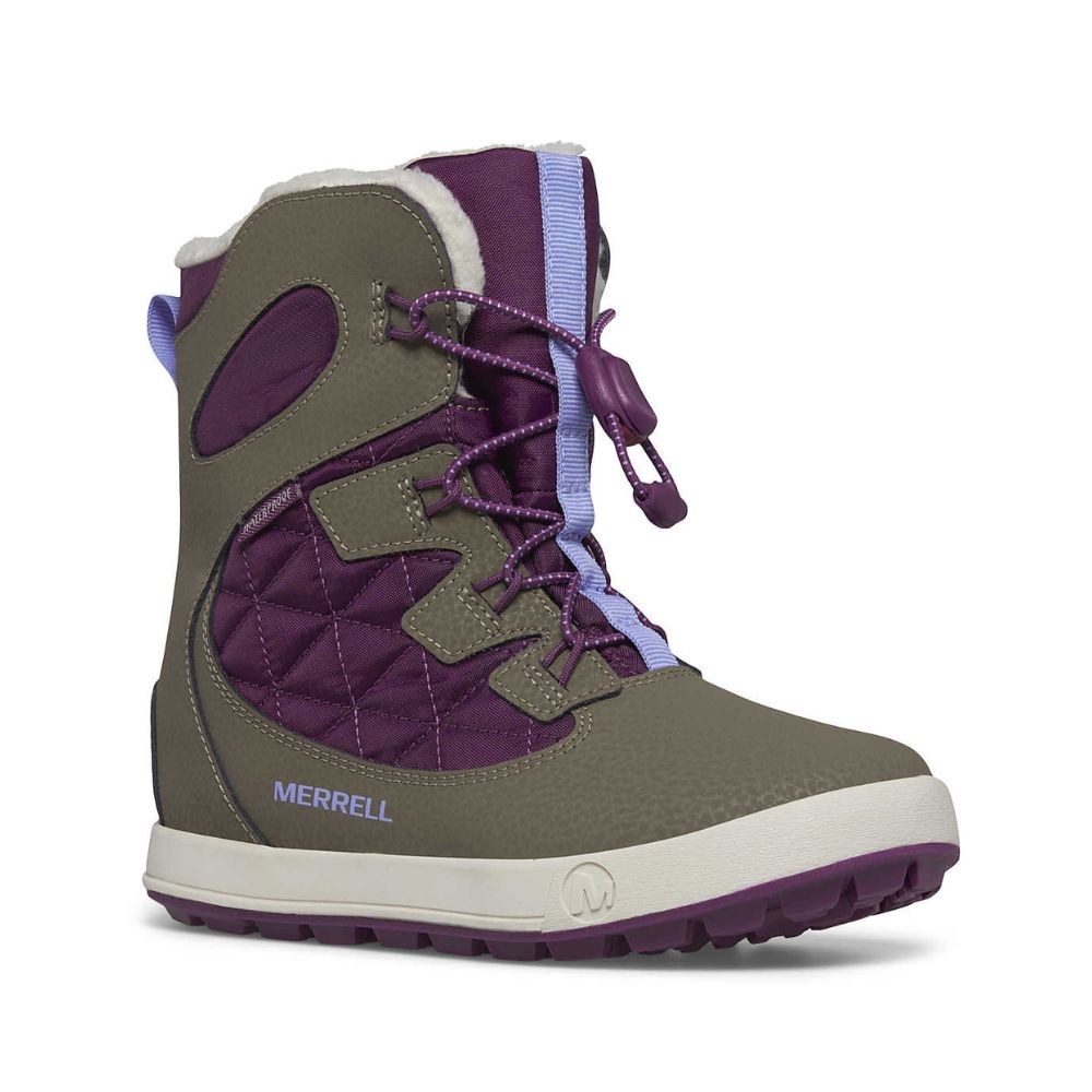 Merrell Snow Bank Kids Snow Boots - Waterproof Winter Boots for Boys & Girls, Warm & Comfortable, Truffle/Plum - Perfect for Snow Play, Sledding & Outdoor Winter Activities