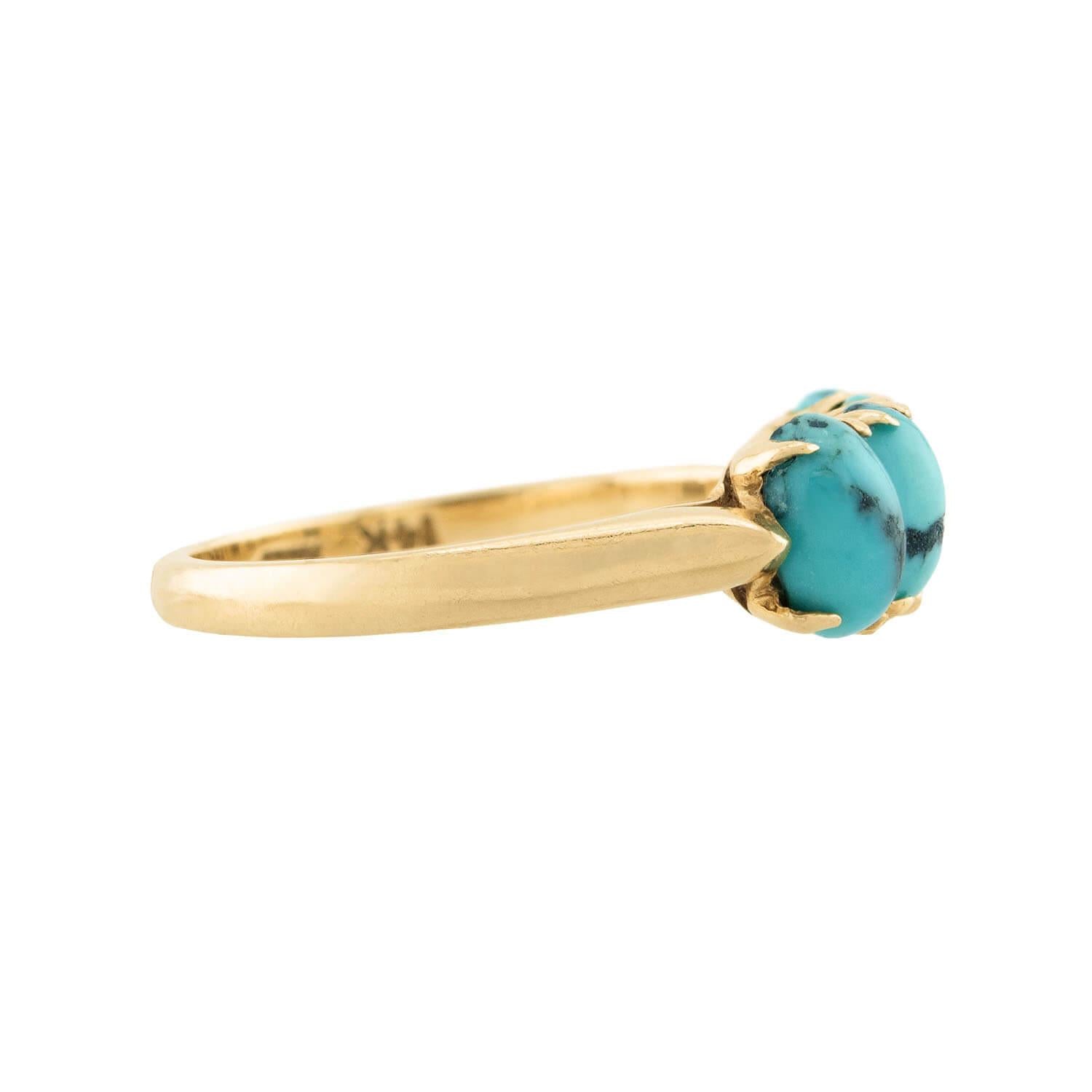 14K Gold Turquoise Ring for Women - Vintage Estate Jewelry - Perfect for Weddings, Parties & Everyday Wear
