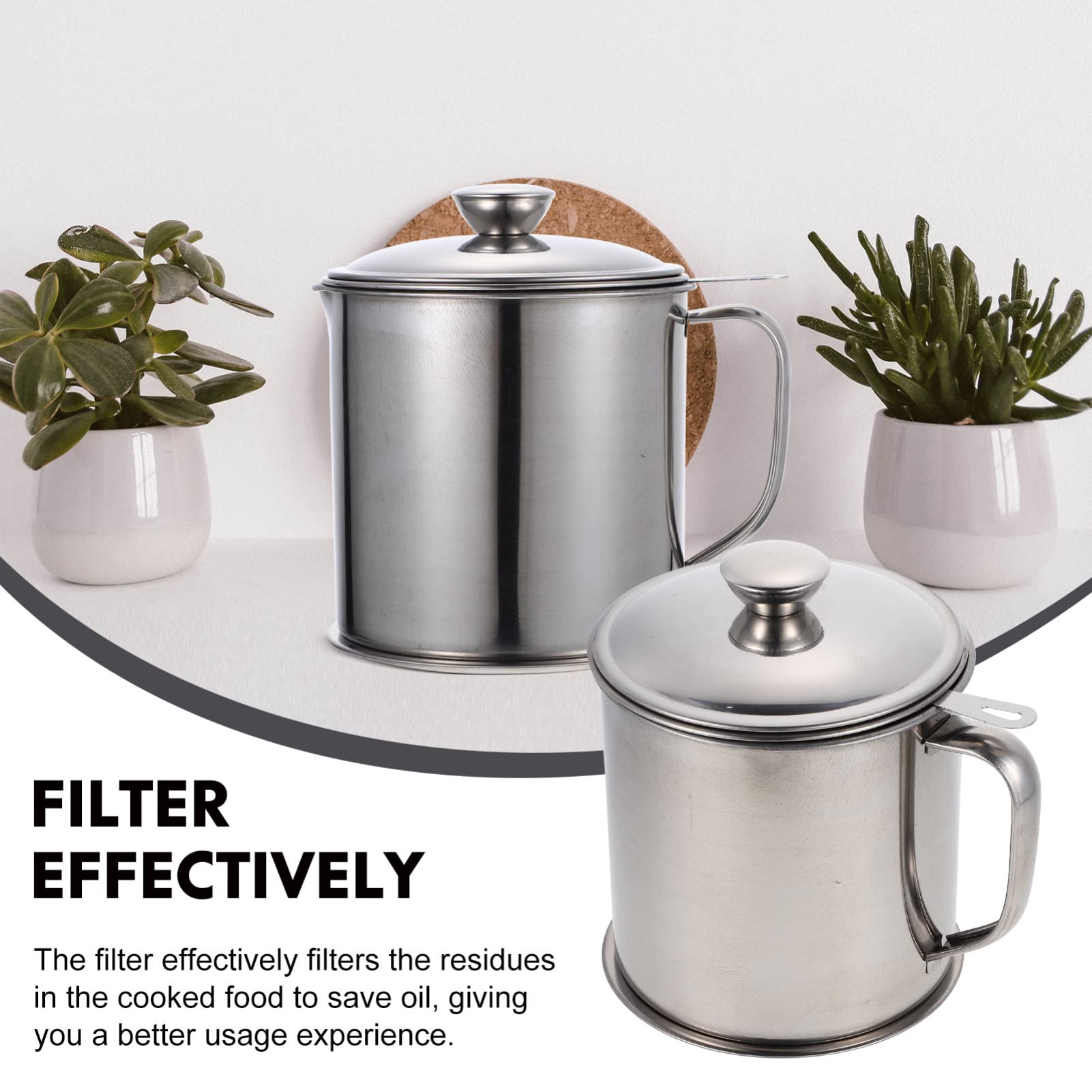 **Stainless Steel Grease Pot with Strainer - Kitchen Oil Keeper & Grease Container for Cooking, Frying & Baking - Easy Pour Oil Holder with Filter for Home & Restaurant Use**