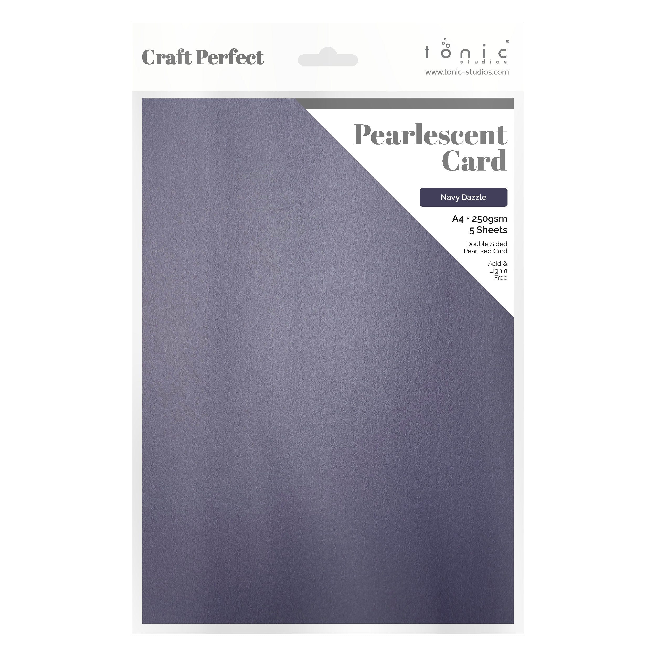 4-Pack Pearlescent Navy Dazzle A4 Cards (9505E4) - Premium Shimmer Stationery for Greeting Cards, Invitations & Scrapbooking