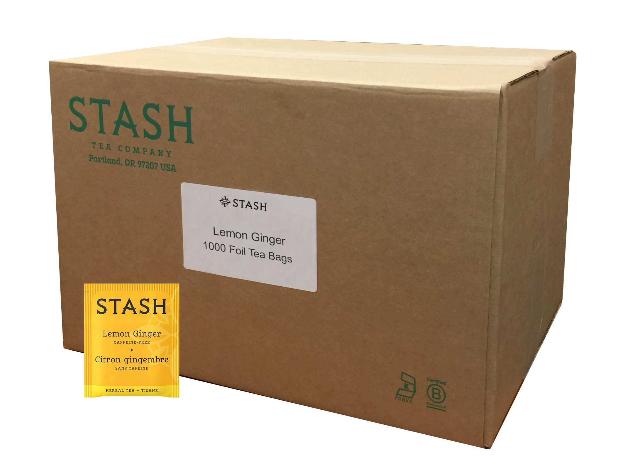 Organic Lemon Ginger Herbal Tea Bags - 1000 Count Bulk Pack | Caffeine Free, Non-GMO, No Artificial Ingredients | Perfect for Relaxation, Digestion & Immune Support