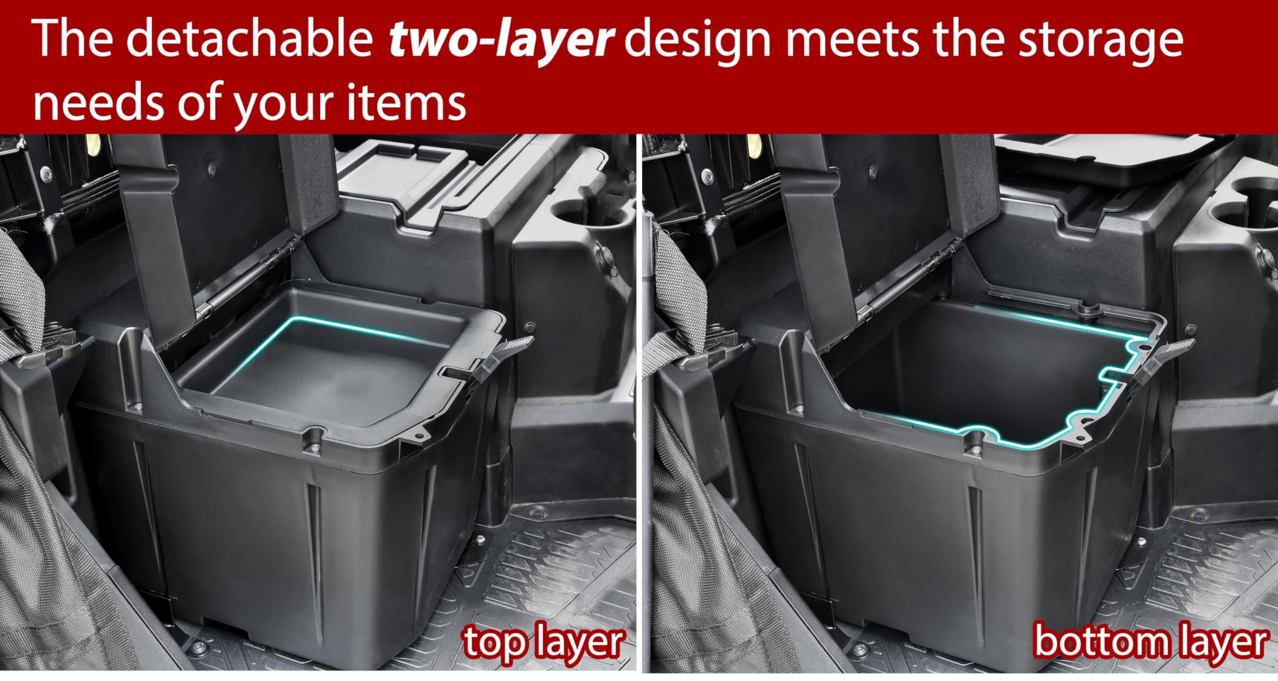 Polaris Ranger XP 1000 Under Seat Dry Storage Box (2018-2025) | Waterproof UTV Dual Bin Organizer for XP 1000 & Crew XP 1000 | Replacement for #2882910 | Perfect for Hunting, Fishing & Off-Road Gear Storage