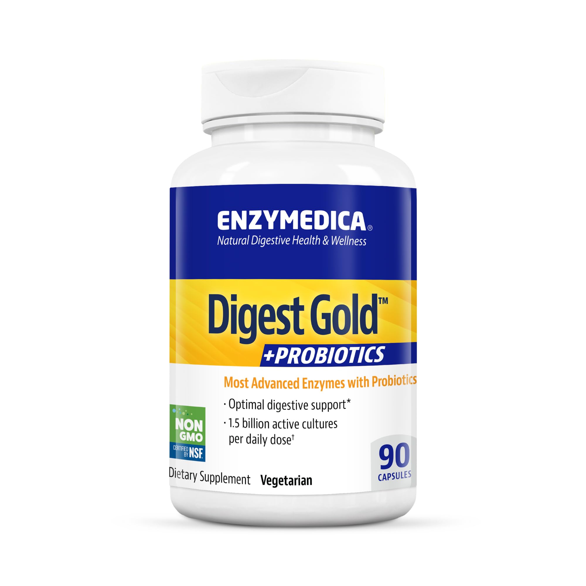 Enzymedica Digest Gold + Probiotics 90 Capsules - Advanced Digestive Enzyme Supplement with Probiotics for Gut Health, Bloating Relief & Nutrient Absorption | Supports Digestion After Meals & Occasional Discomfort
