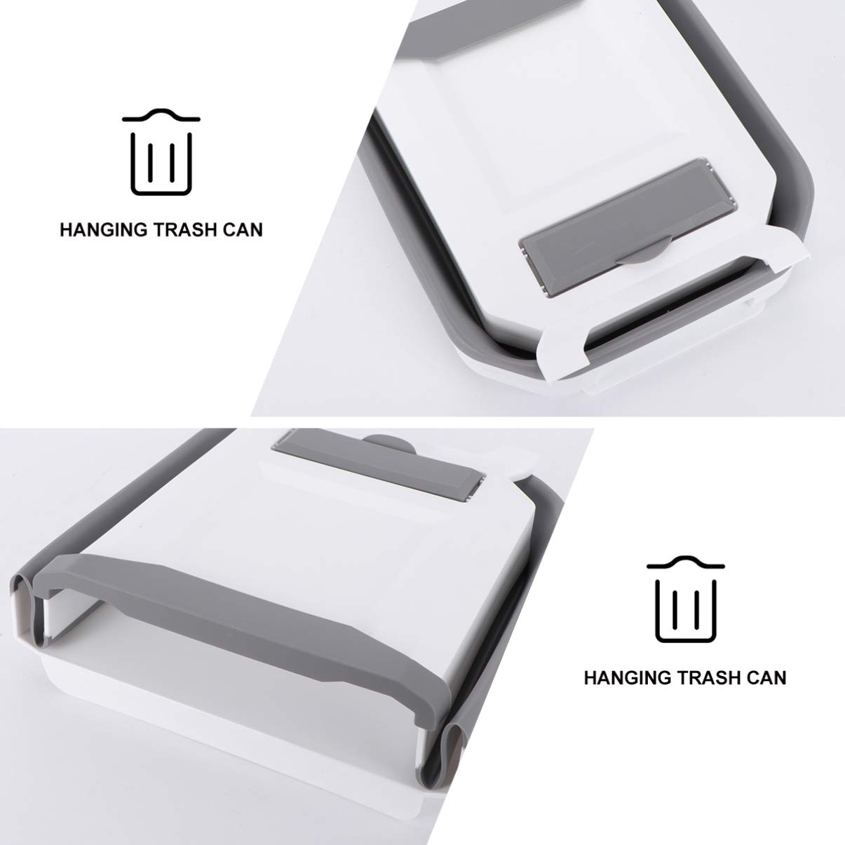 Foldable Collapsible Trash Can - Hemoton 1PC White Door Mounted Garbage Bin with High Capacity | Space-Saving Cabinet Storage Basket for Office, Kitchen & Bathroom | Perfect Small Trash Bag Holder for Home Organization