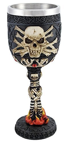 6oz Gothic Skeleton Chalice - Inferno Hell Fire Wine Goblet for Halloween Party Decor, Gothic Home Bar Accessories & Underworld Lover Gifts - Perfect for Themed Parties, Dark Decor & Wine Tasting Events