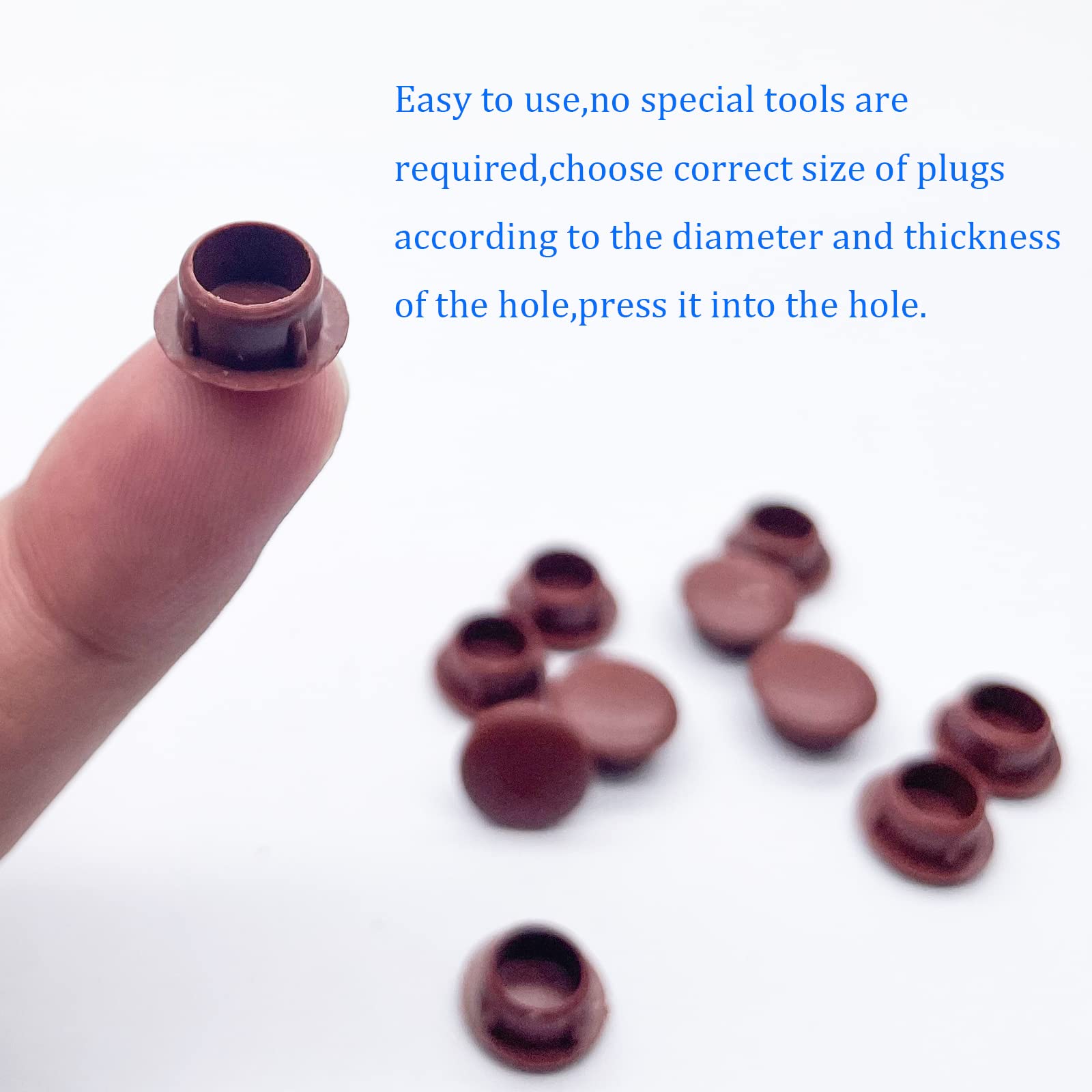 10mm Brown Round Plastic Flush Mount Hole Plugs - 100 Pcs Furniture End Caps for Kitchen Cabinets, Fencing Posts & Pipes | Durable Hole Cover for DIY Projects & Home Improvement