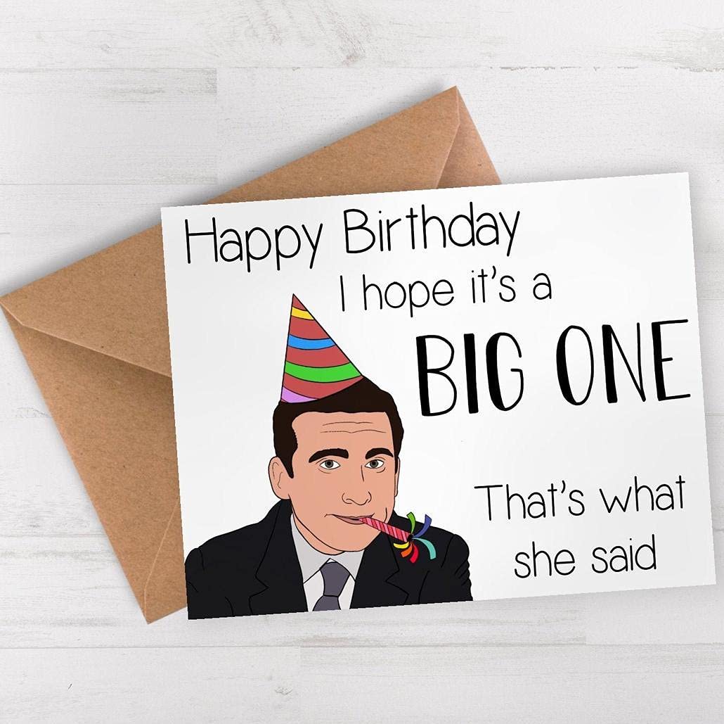 Funny Office Themed Birthday Cards for Her & Him - Michael Scott Big One - 4.25 x 5.5 Inch Folded Greeting Card - Perfect for Coworker Gifts, Office Parties & The Office Fans