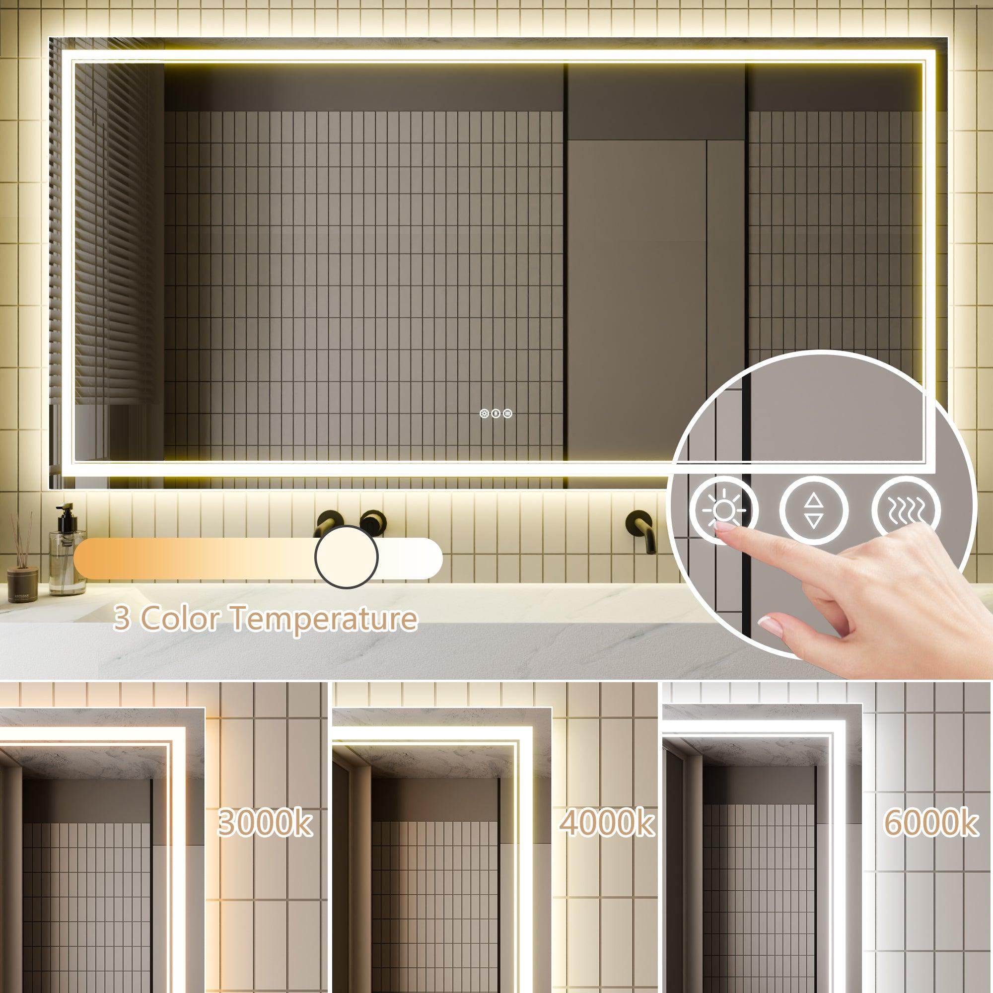 Anti-Fog LED Bathroom Mirror with Dimmable Backlit & Touch Switch - GlareGuard Illuminated Vanity Mirror for Makeup, Shaving & Home Decor