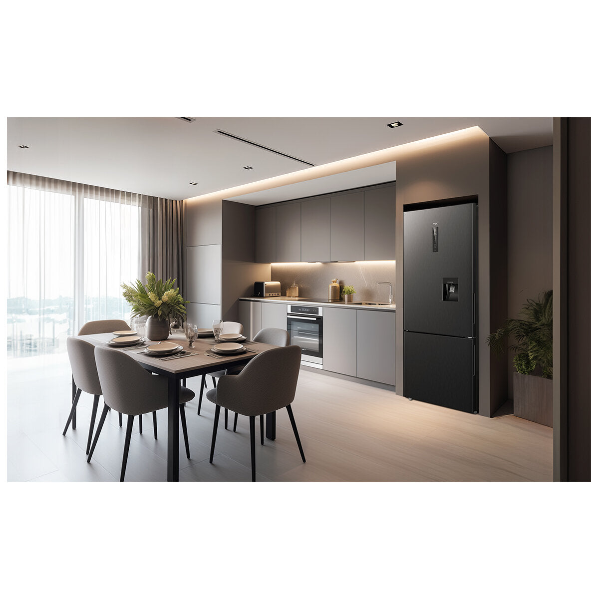 TCL 412L Bottom Mount Refrigerator - Matte Black (C440BFB) | Energy Efficient, Spacious Freezer & Fridge | Perfect for Kitchens, Apartments & Small Homes