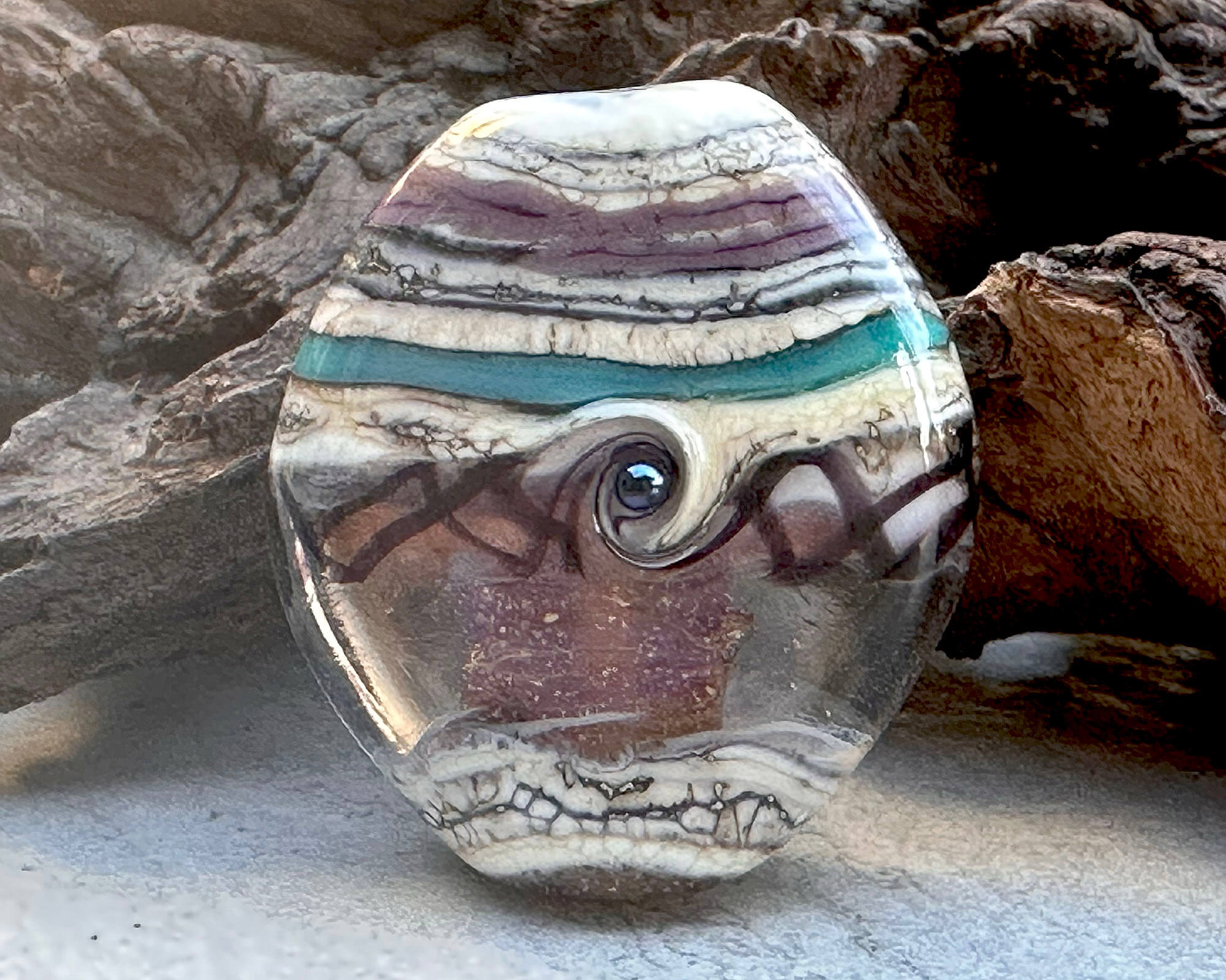 Handmade Purple Organic Lampwork Glass Focal Bead - SRA Certified Artisan Jewelry Component for Necklaces, Bracelets & DIY Crafting