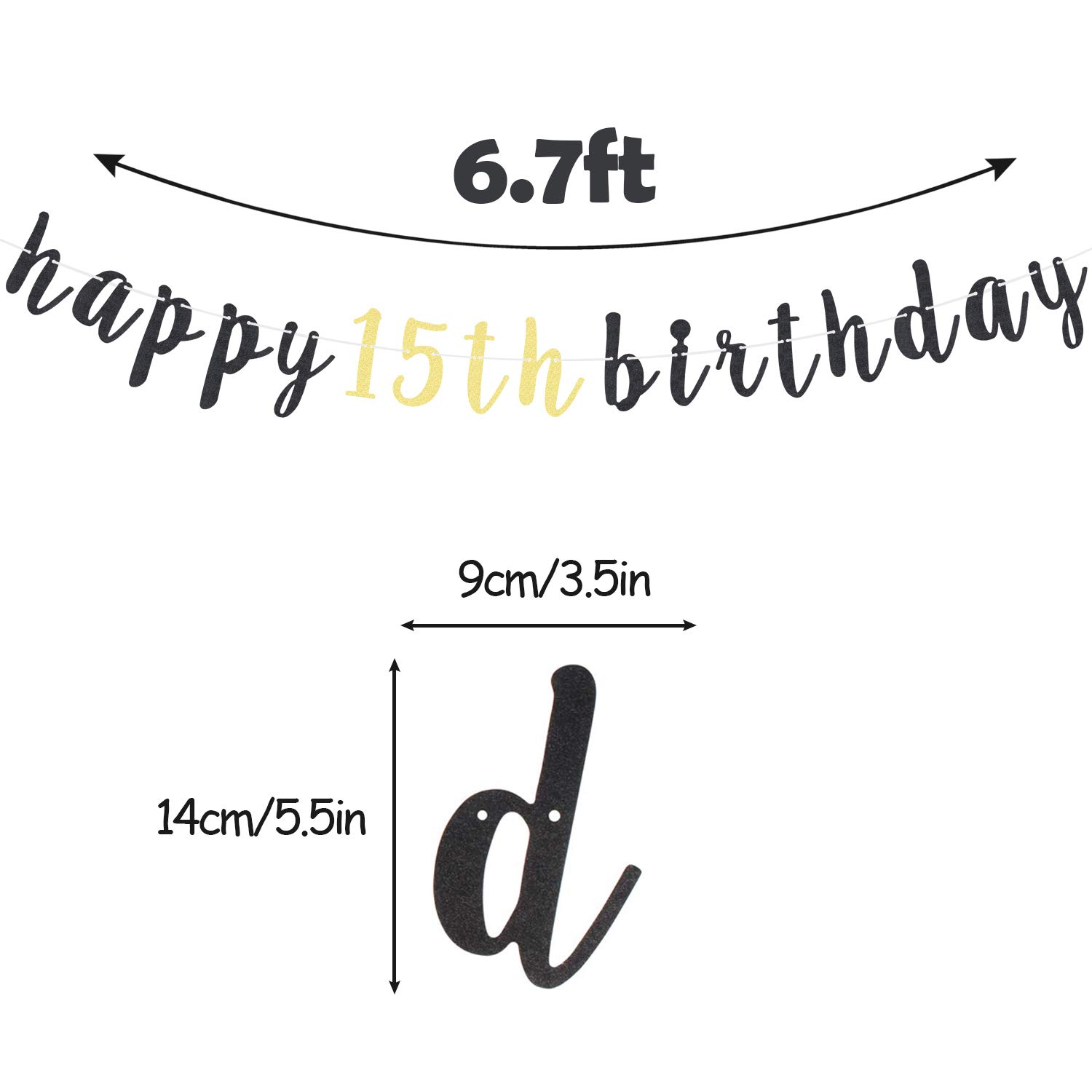 15th Birthday Party Decorations Set - Glitter Garland Banner & Backdrop Sign for Sweet 15 Celebration | Perfect for Quinceañera, Teen Birthday Party Decor & Milestone Birthday Photo Backdrop
