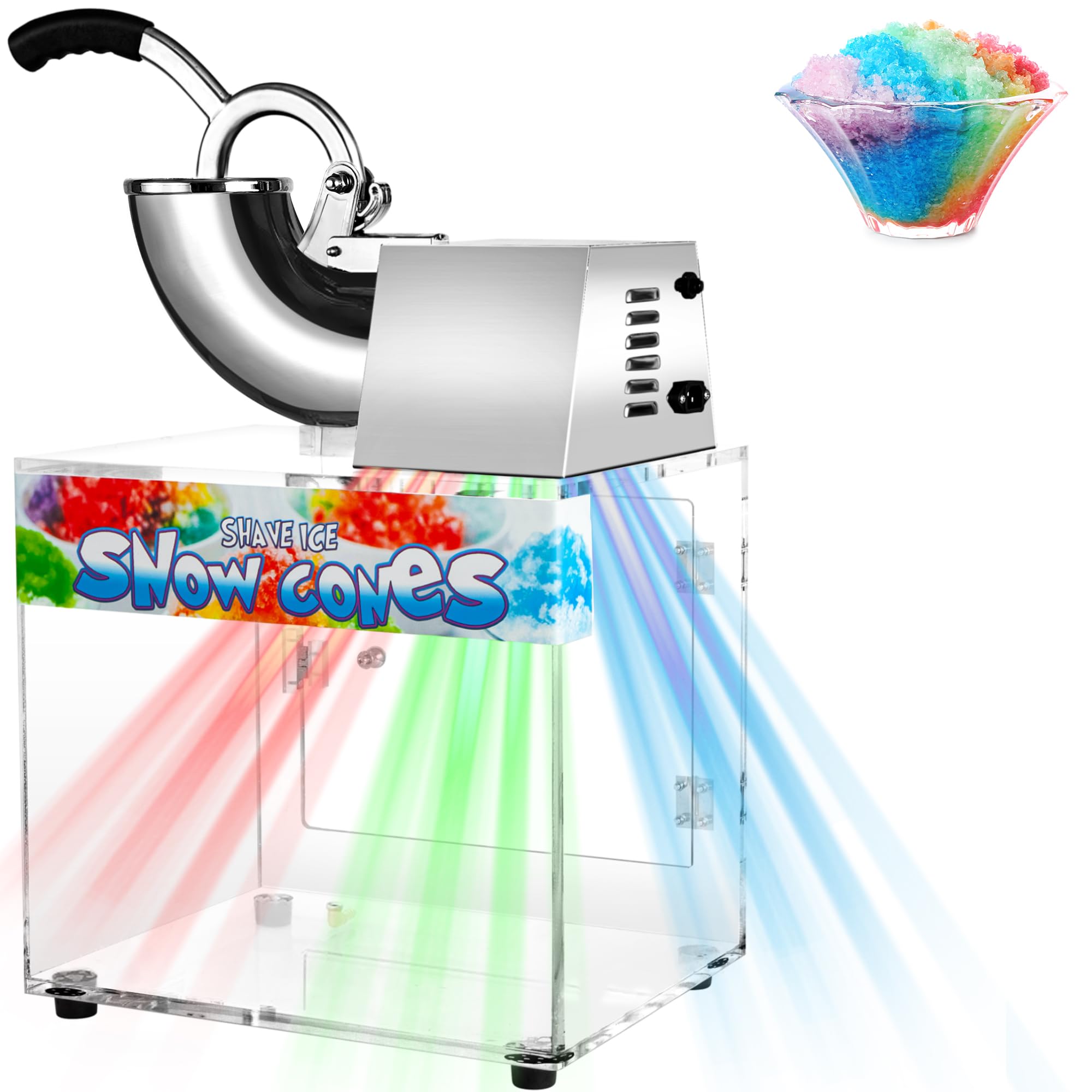VNN 48L Commercial Snow Cone Machine - 500LB/H High-Capacity Electric Ice Shaver with 300W Motor for Parties, Events & Home Use | Perfect for Snow Cones, Slushies, Margaritas & Frozen Treats at Carnivals, Pool Parties & Backyard BBQs