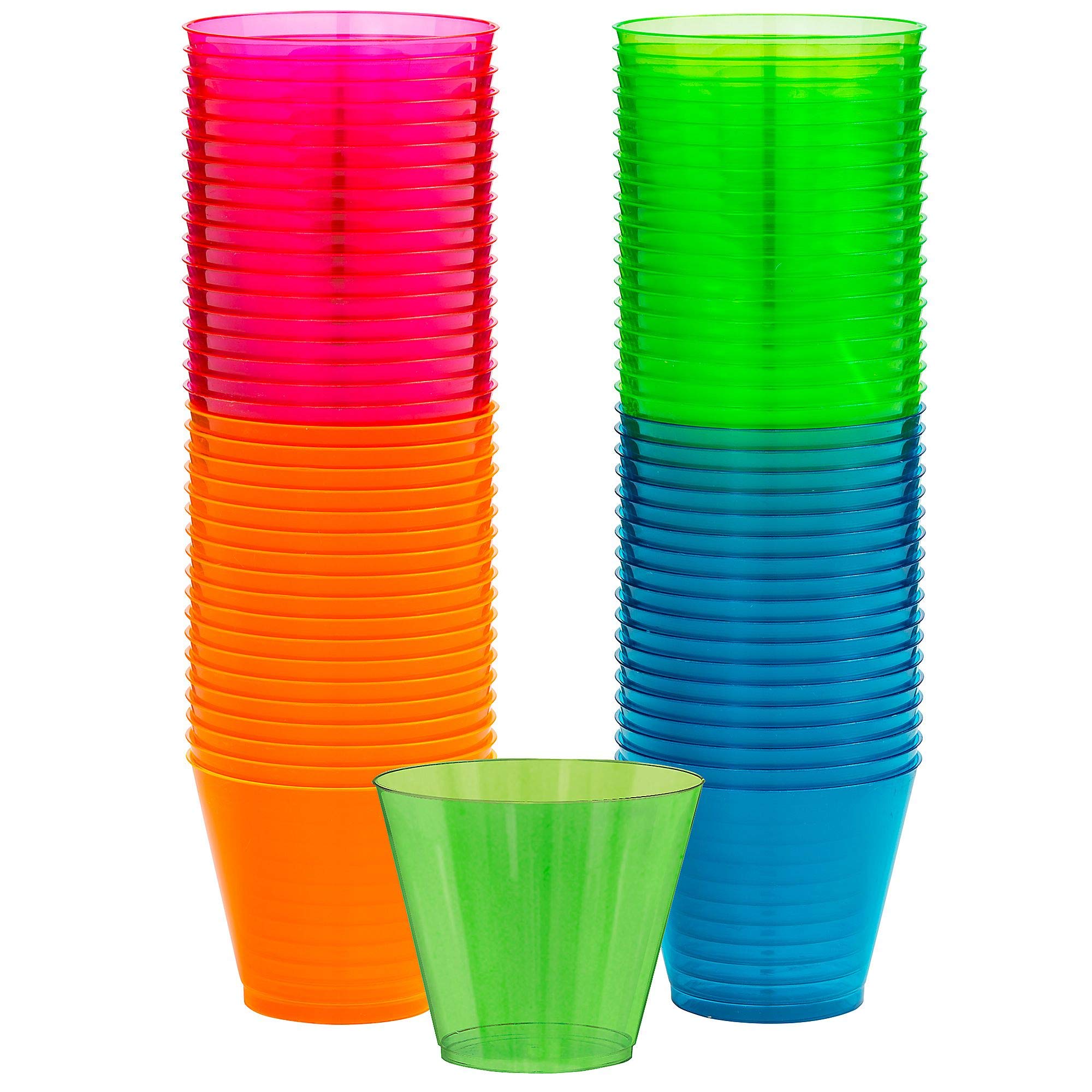 Amscan Neon Party Supplies - 9 oz Glow in The Dark Party Decorations for Birthday, Halloween & Rave Events