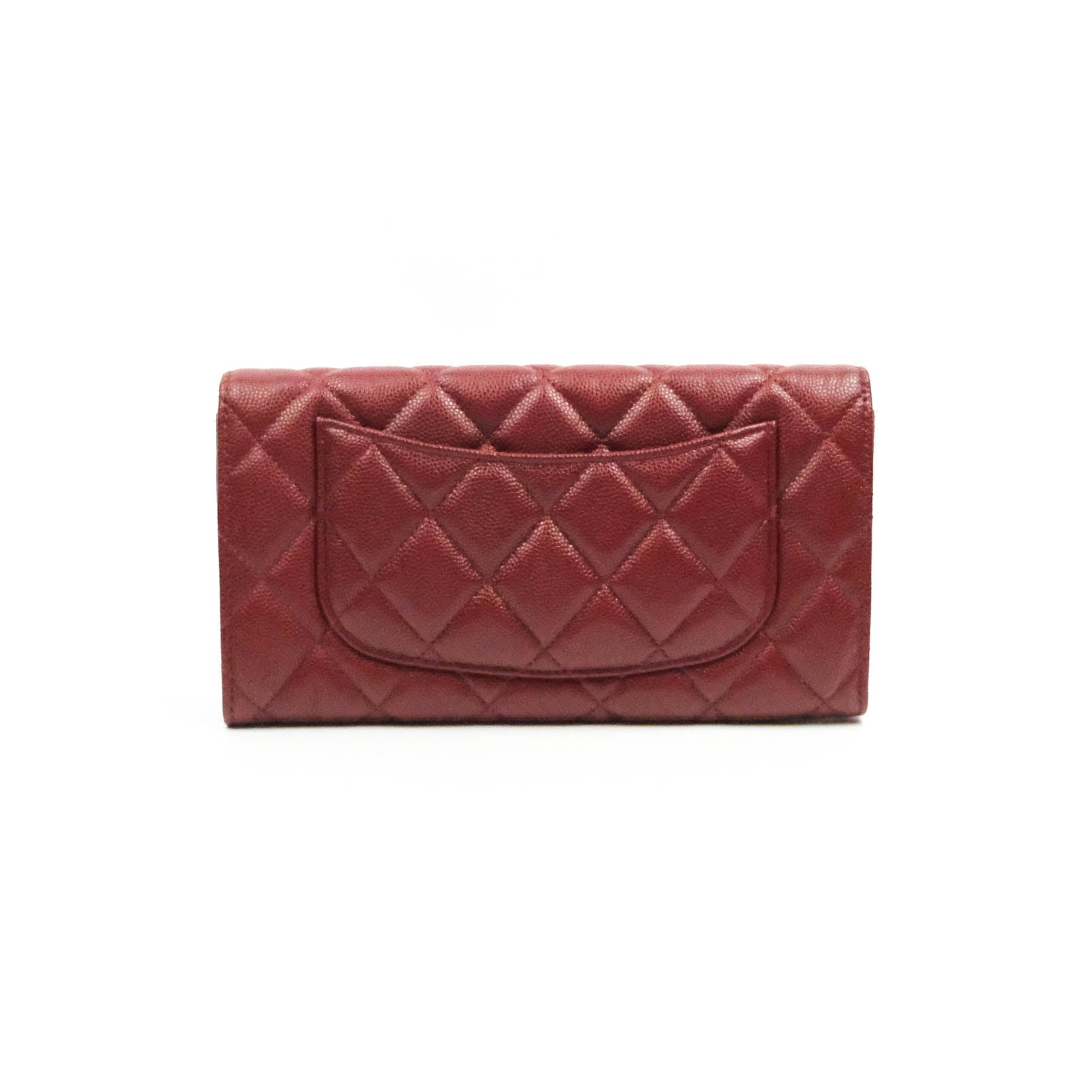 Chanel Caviar Quilted Long Flap Wallet in Burgundy with Gold Hardware - Luxury Leather Wallet for Women, Perfect for Everyday Use and Special Occasions