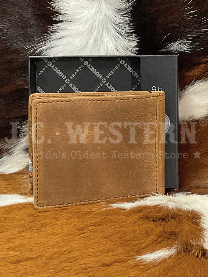 Hooey HBF013 TNSP Men's Nomad Laser Cut Hands Up Bi-Fold Wallet - Genuine Leather RFID Blocking Slim Wallet for Everyday Carry & Travel (Brown)