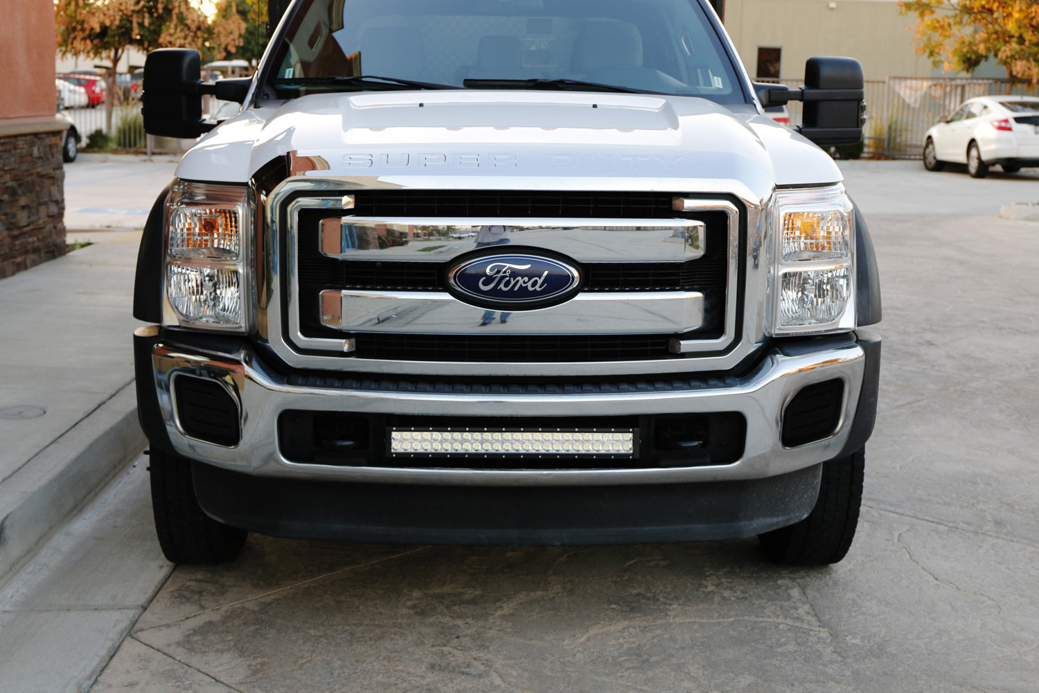144W 25 LED Light Bar with Lower Bumper Brackets & Wiring Harness for 2011-2016 Ford F250 F350 Super Duty - Off-Road, Fog Lights, Night Driving, Truck Accessories