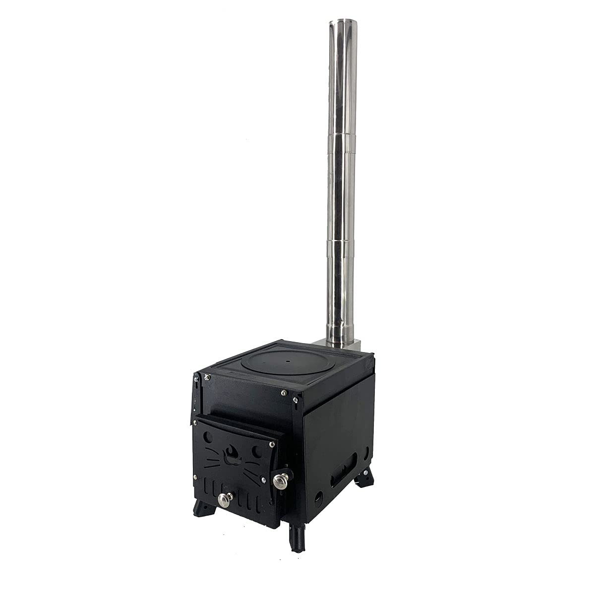 Portable Wood Burning Stove for Camping - Outdoor Tent Stove with Chimney Pipe, Side Racks & Viewing Window - Multi-Fuel Heater & Cooker for Tents, Cabins, Hunting Shelters (Perfect for Winter Camping & Emergency Heating)