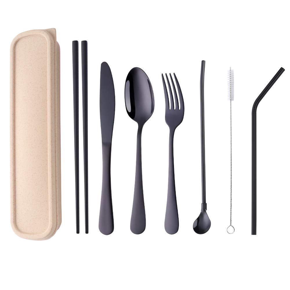 Premium 8-Piece Camping Flatware Set - Stainless Steel Knife Fork Spoon for Outdoor Picnics & Travel