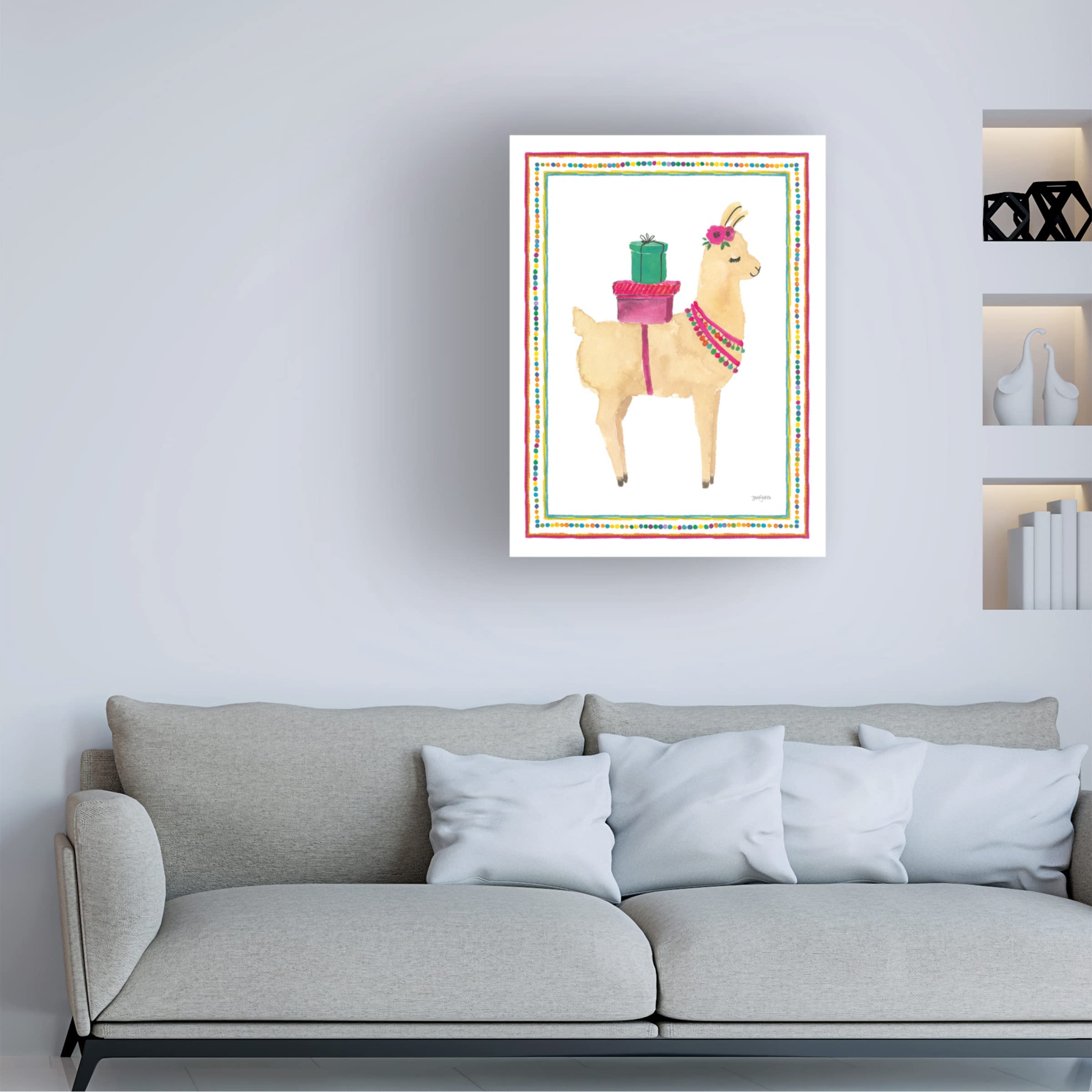 Trademark Fine Art 'La La Llama I' Canvas Wall Art by Jenaya Jackson - Vibrant Animal Painting for Living Room, Nursery & Office Decor