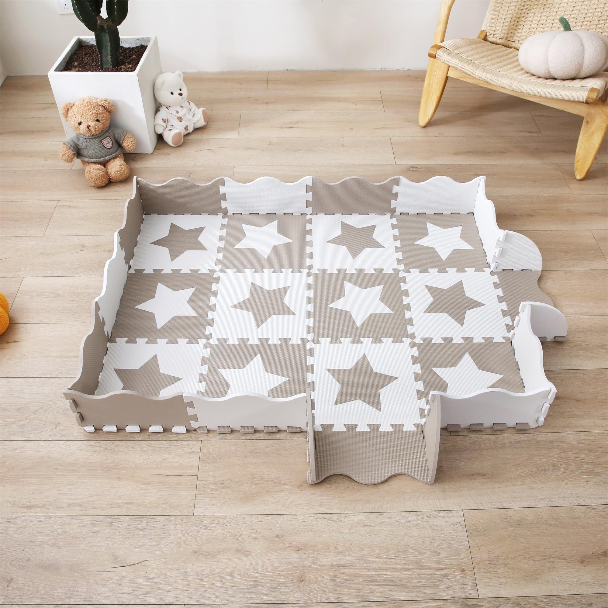 INTOMENG Baby Play Mat - Soft Non-Slip EVA Foam Puzzle Mat for Kids & Toddlers (30 Pieces, 142x110x1cm, Model 14) - Perfect for Nursery Floor, Playroom, and Learning Activities