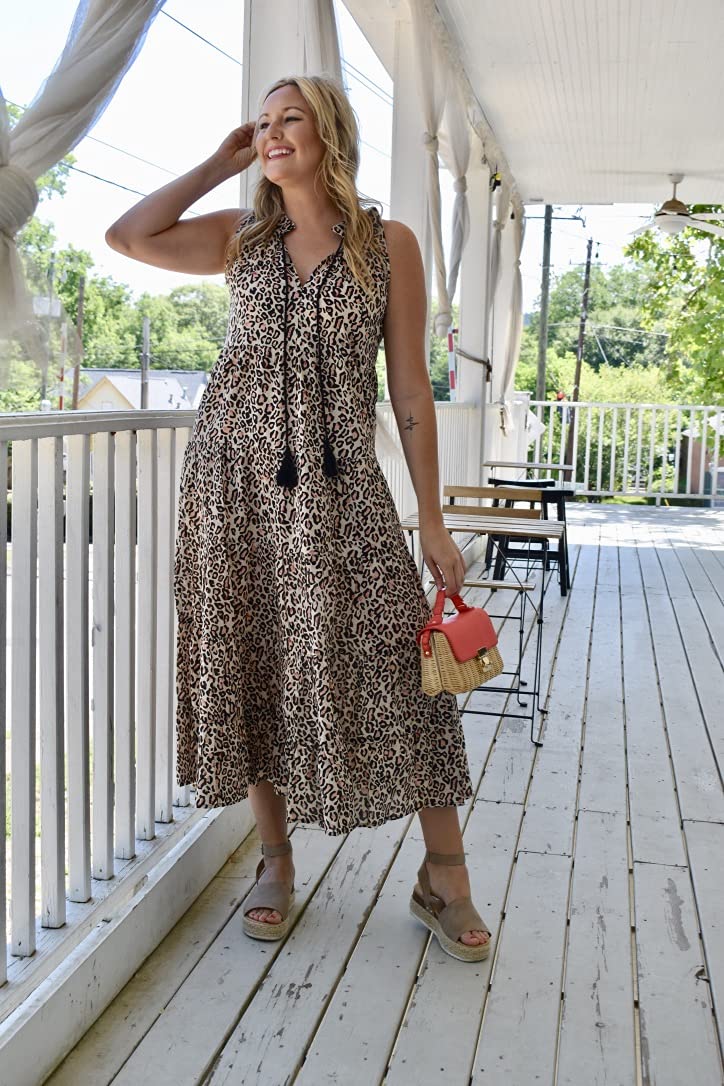 Mud Pie Women's Eason Maxi Dress - Flowy Long Summer Dress with Pockets, Boho Chic Style for Beach, Vacation & Casual Wear
