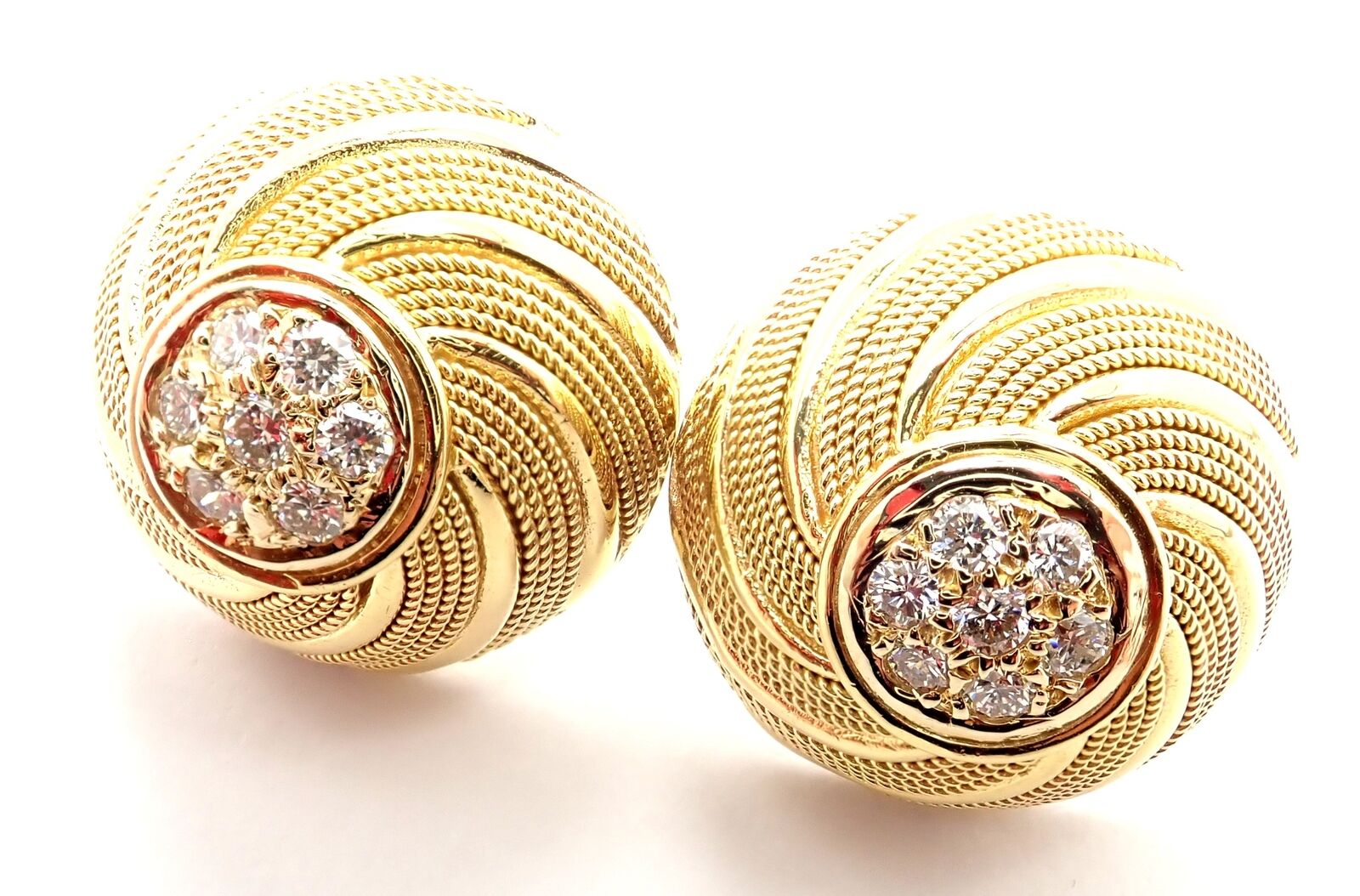 Authentic Tiffany & Co 18k Yellow Gold Diamond Earrings - Luxury Gift for Women, Anniversary & Special Occasions