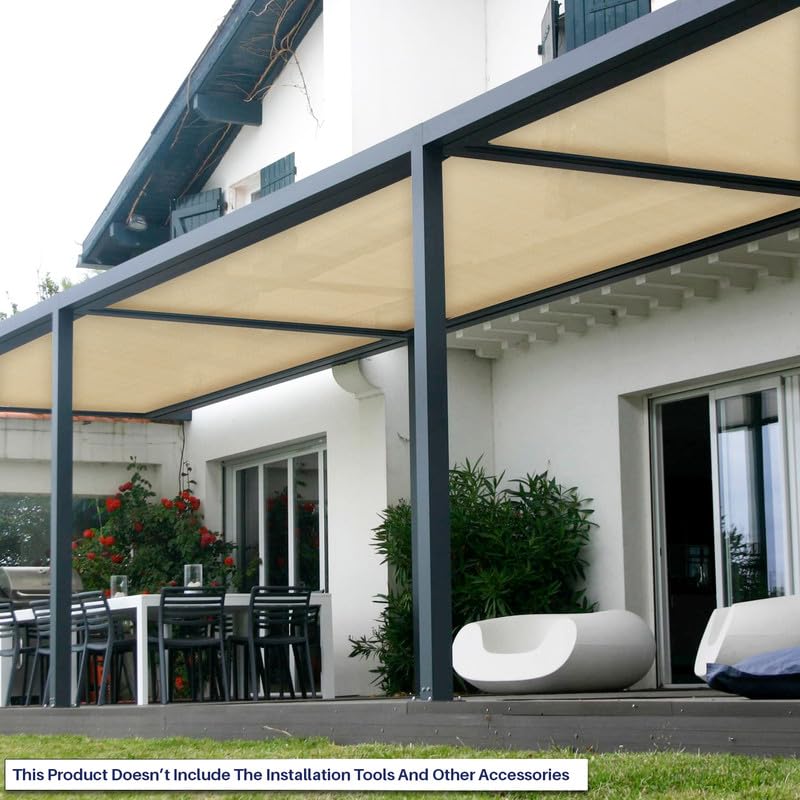 12'x99' Sun Shade Fabric Roll - UV Blocking Shade Cloth for Pergola, Patio & Greenhouse - Outdoor Wind Screen Cover in Beige - Perfect for Backyard, Garden and Outdoor Living Spaces
