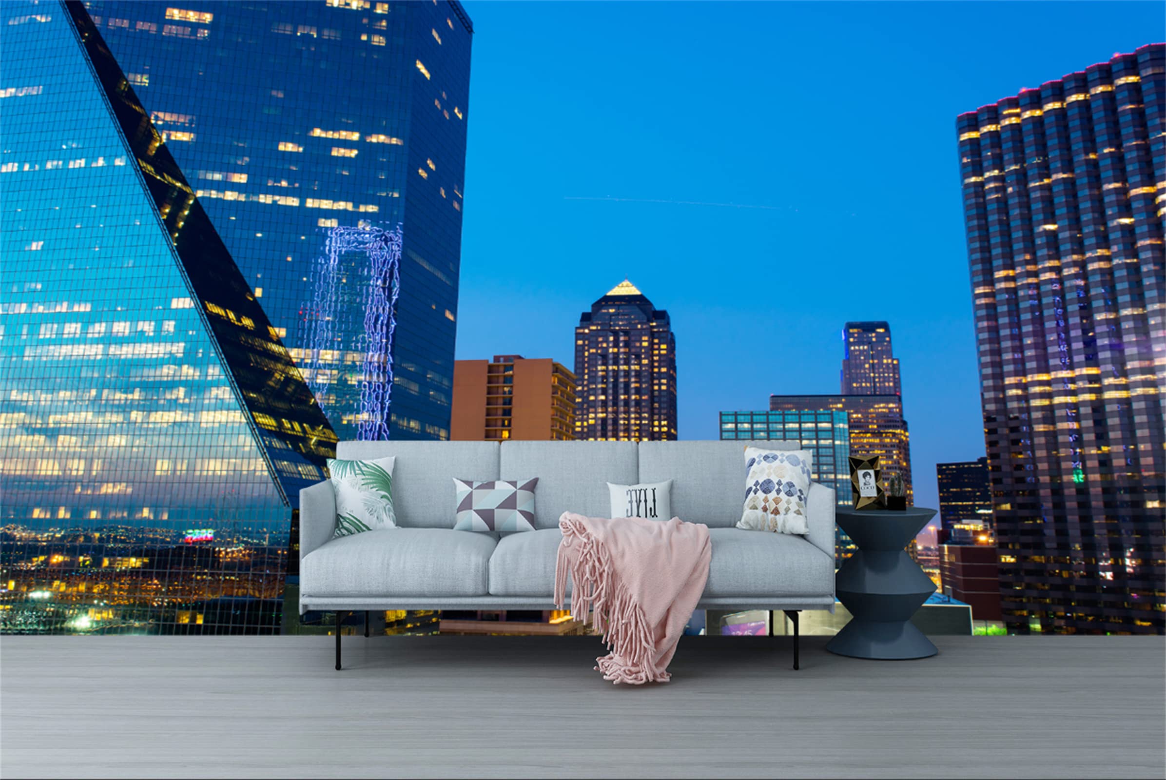 FLFK 3D Peel and Stick Wallpaper - New York City Skyline Night View, Self-Adhesive Removable Wall Mural for Living Room, Bedroom, Office Decor (141.7x98.4 inches) | Perfect for Home Renovation, Apartment Makeover & Commercial Spaces