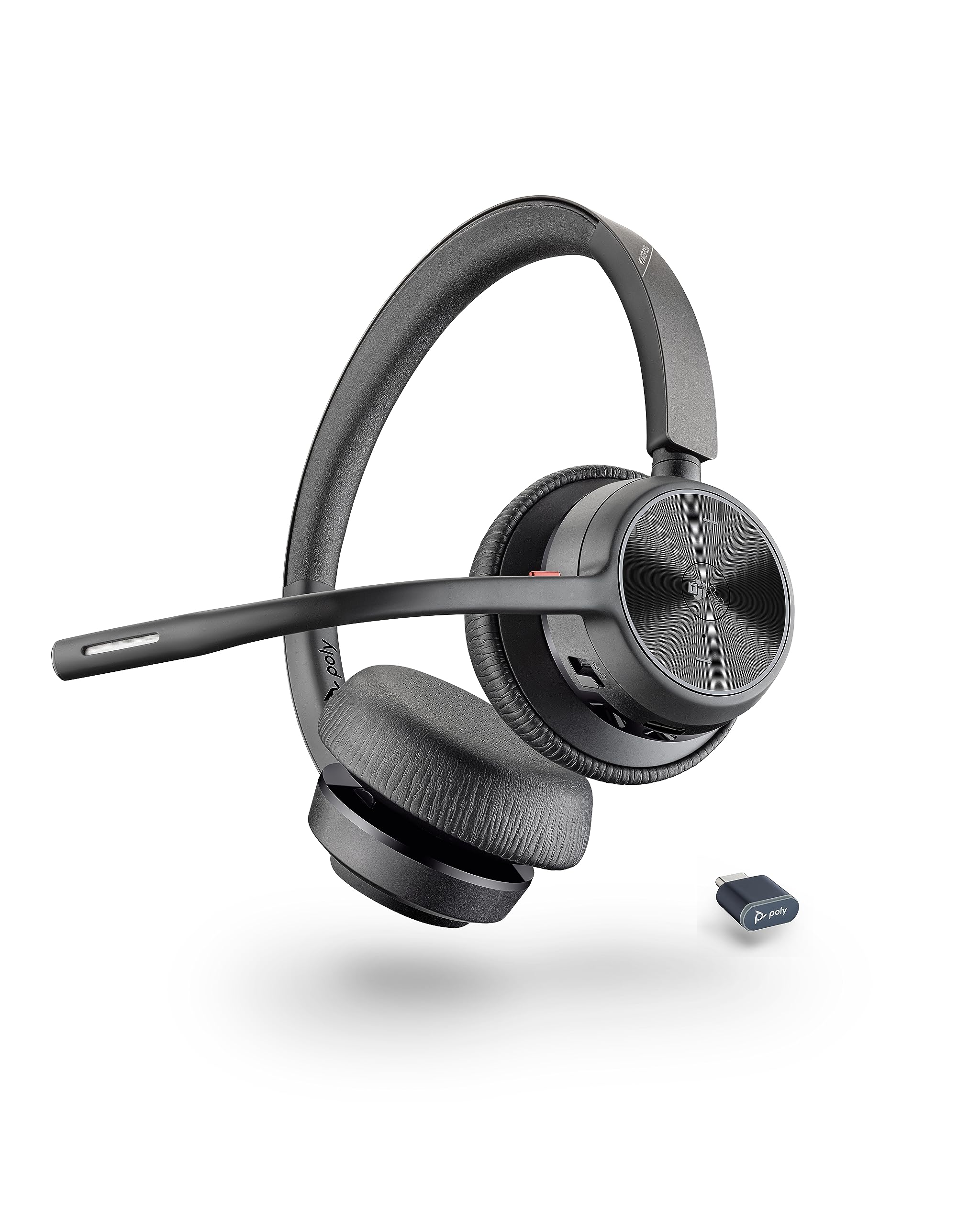 Poly Voyager 4320 UC Wireless Headset with Noise-Canceling Boom Mic - Bluetooth Stereo Headphones for PC, Mac, Mobile - Certified for Microsoft Teams, Zoom & More - Perfect for Remote Work, Online Meetings & Gaming - Amazon Exclusive