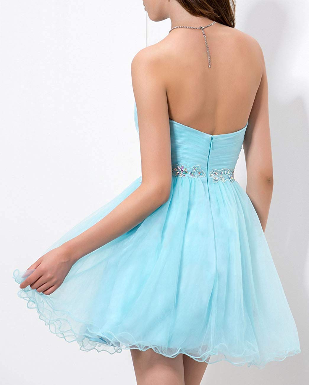 Elegant Beaded Strapless Sweetheart Prom Dress for Women - Short Homecoming Party Dress in Blue | Perfect for Prom, Homecoming, Cocktail Parties & Special Occasions