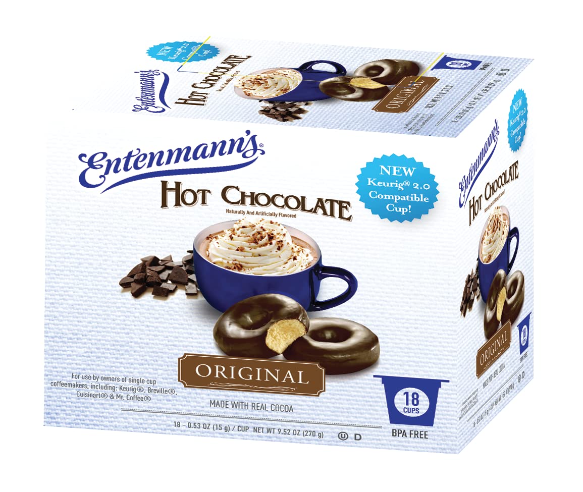 Entenmann's Hot Chocolate Single Serve Cups - 18 Count Pack | Rich & Creamy Instant Cocoa Mix for Coffee Makers | Perfect for Office, Home & Winter Comfort Drinks