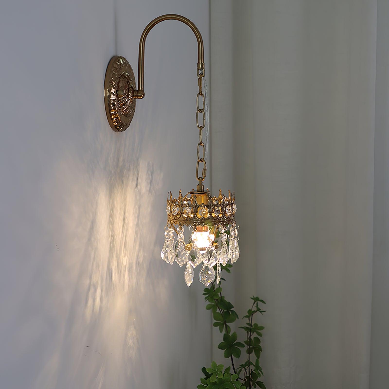 Crystal Crown Sconce Wall Light - Elegant Glass Wall Sconce for Living Room, Bedroom, and Hallway Decor - Perfect for Home Lighting and Interior Design