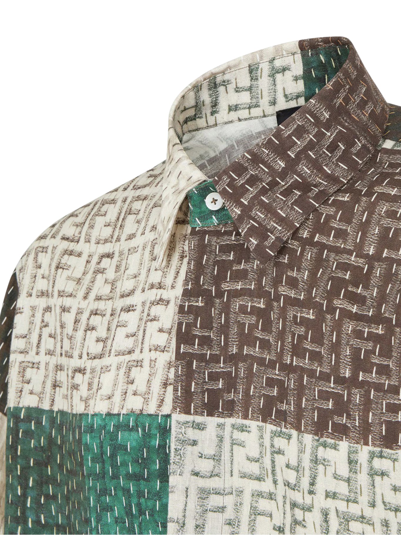 Premium Linen Shirt with FF Logo - Breathable & Stylish Men's Casual Wear for Summer Outfits & Beach Vacations